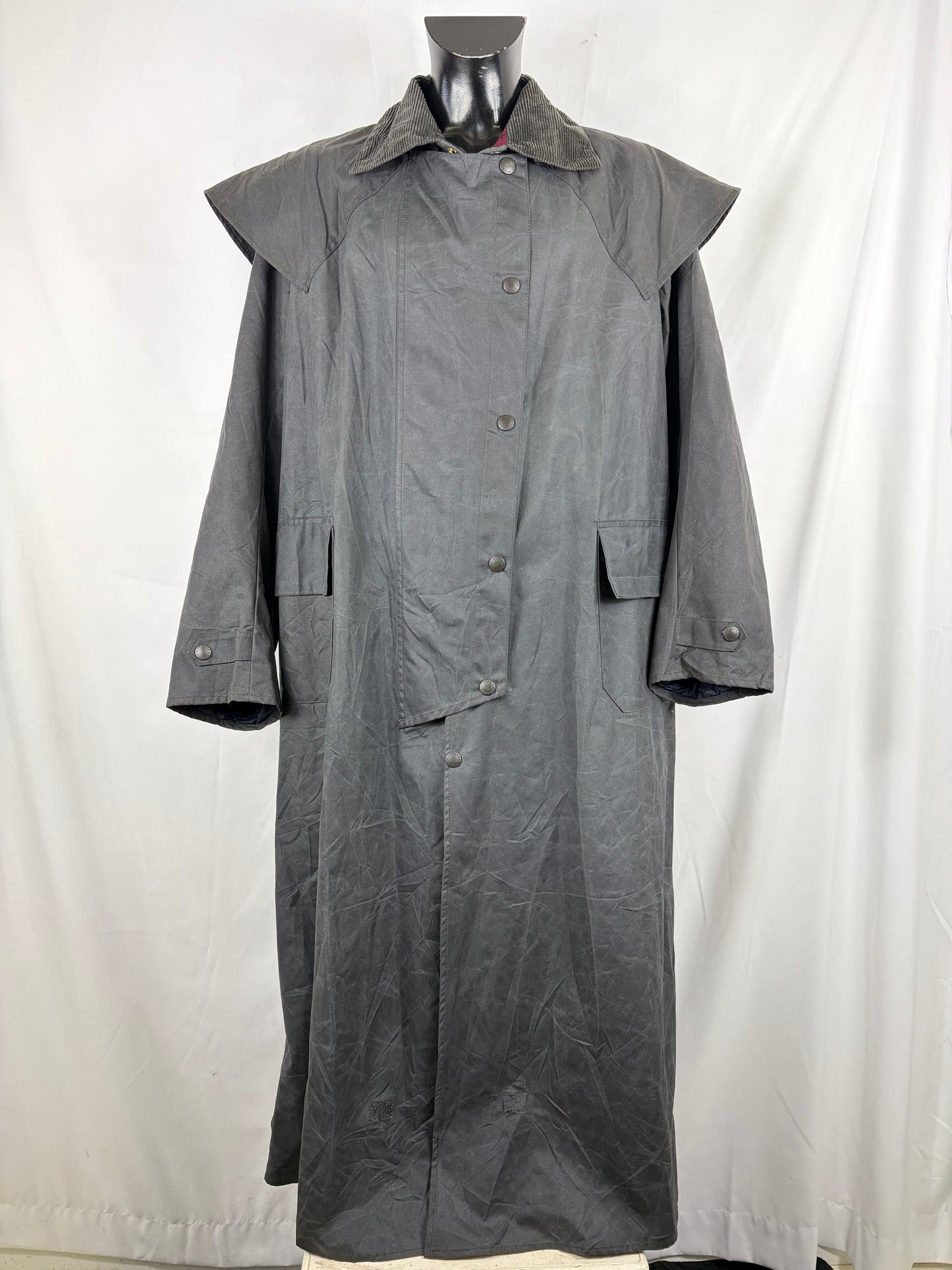 RARO Barbour Backhouse lungo nero C42/107 cm Large Man Black Long Wax Riding Coat Large - Shop In London