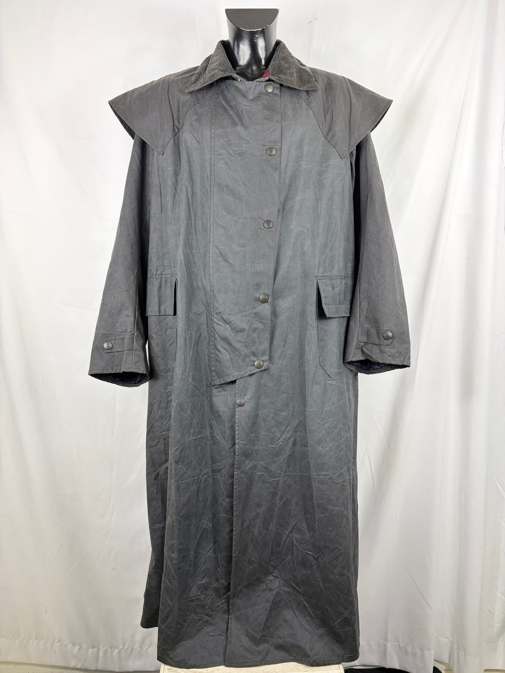 RARO Barbour Backhouse lungo nero C42/107 cm Large Man Black Long Wax Riding Coat Large - Shop In London