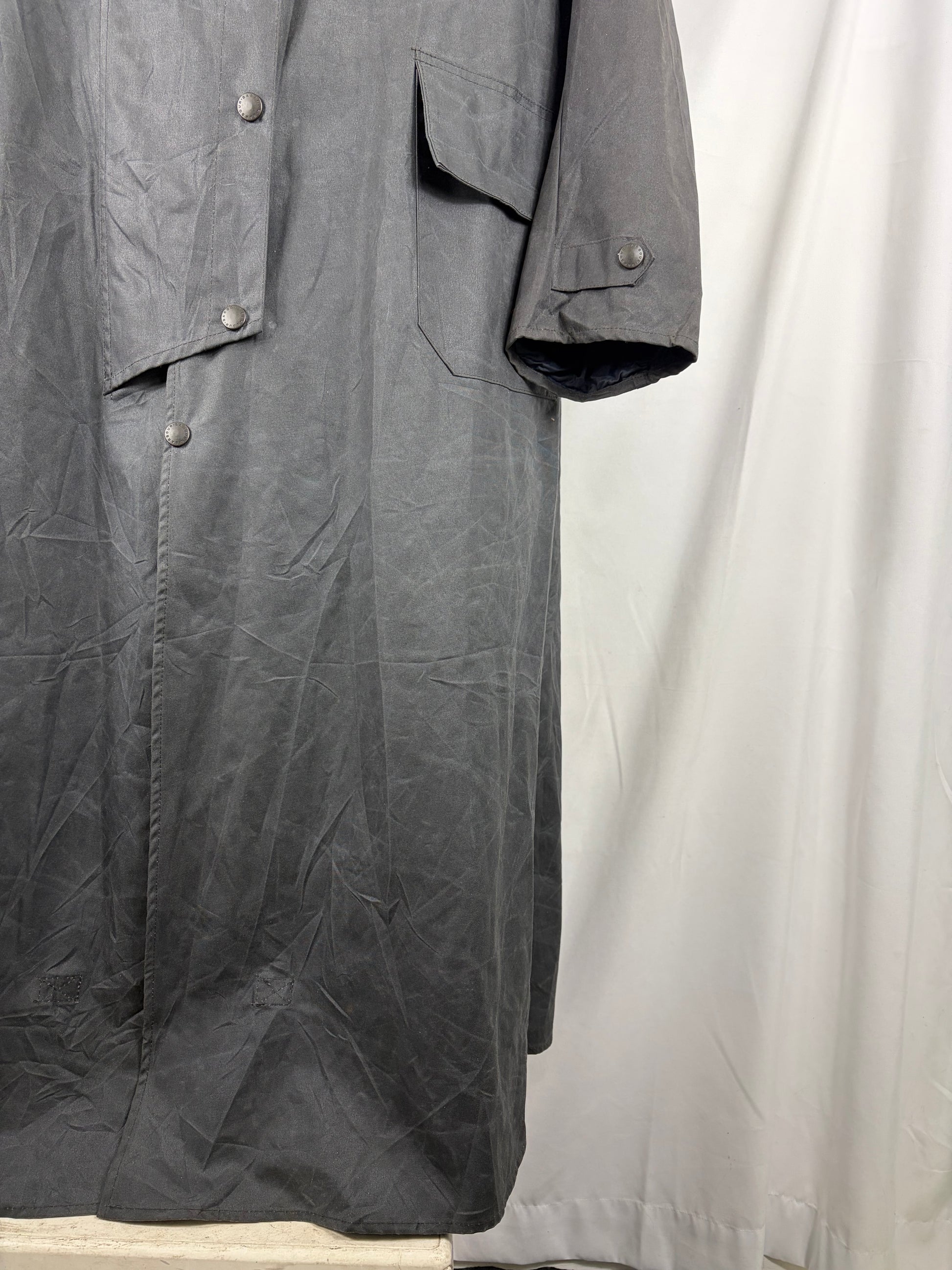 RARO Barbour Backhouse lungo nero C42/107 cm Large Man Black Long Wax Riding Coat Large - Shop In London