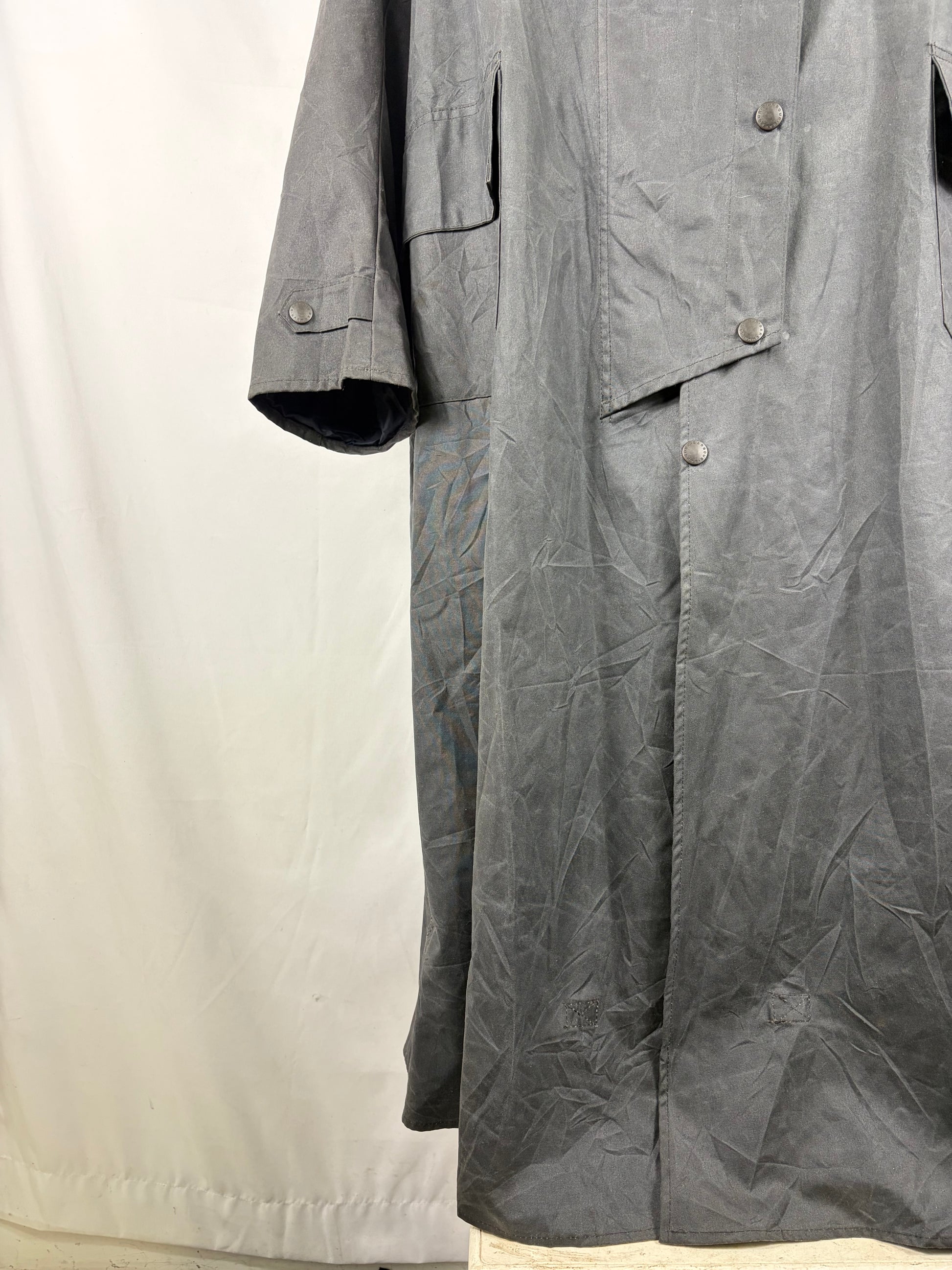 RARO Barbour Backhouse lungo nero C42/107 cm Large Man Black Long Wax Riding Coat Large - Shop In London