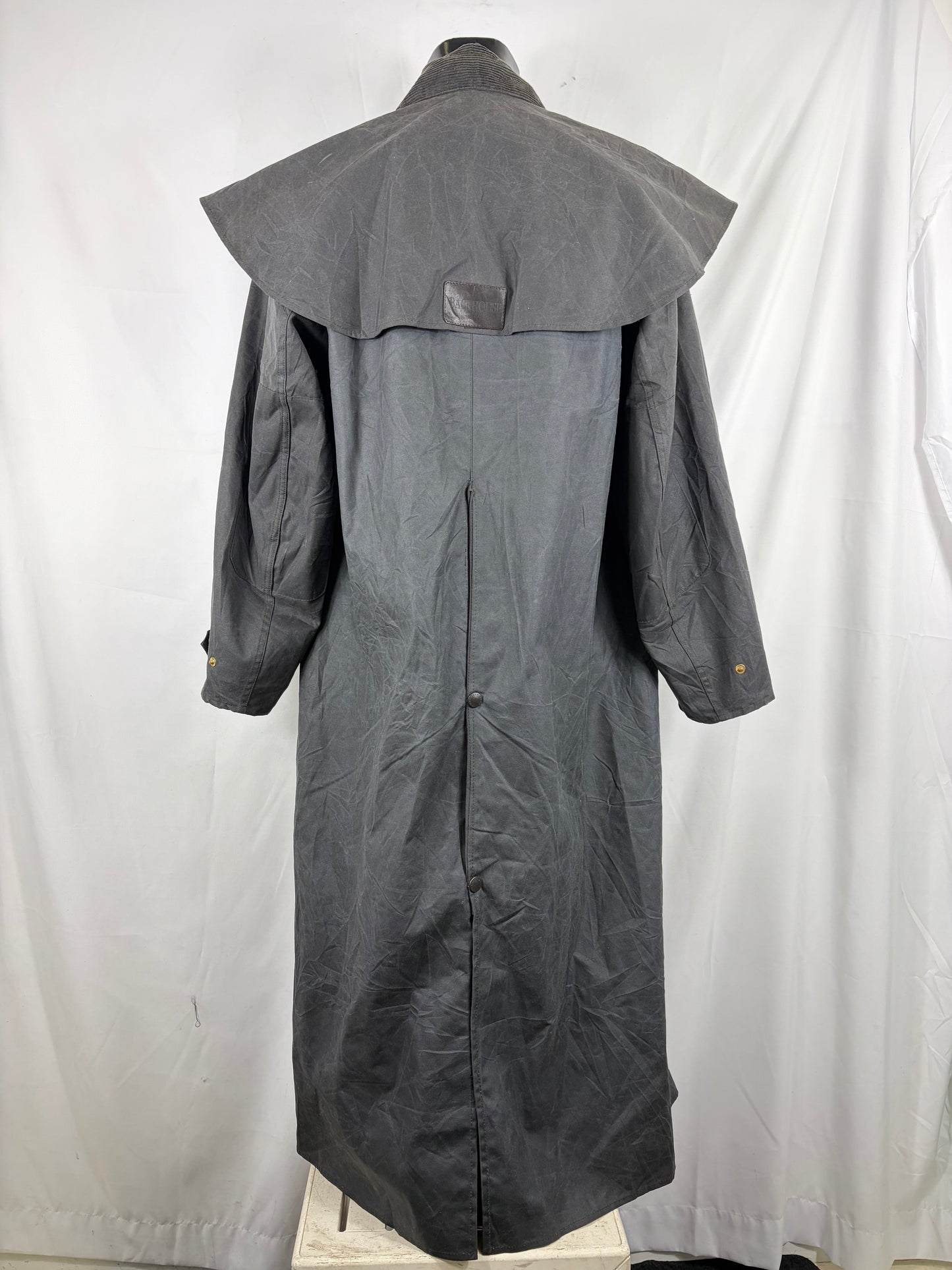 RARO Barbour Backhouse lungo nero C42/107 cm Large Man Black Long Wax Riding Coat Large - Shop In London