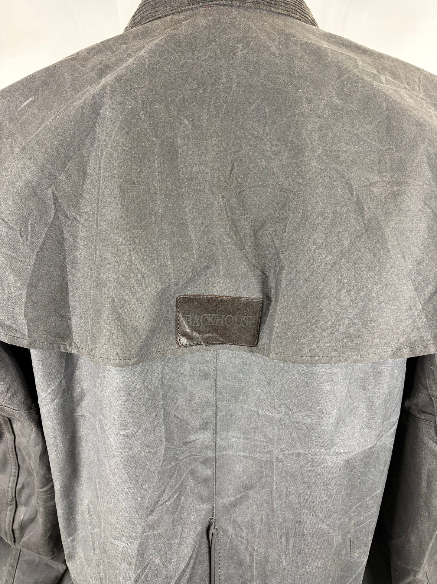 RARO Barbour Backhouse lungo nero C42/107 cm Large Man Black Long Wax Riding Coat Large - Shop In London