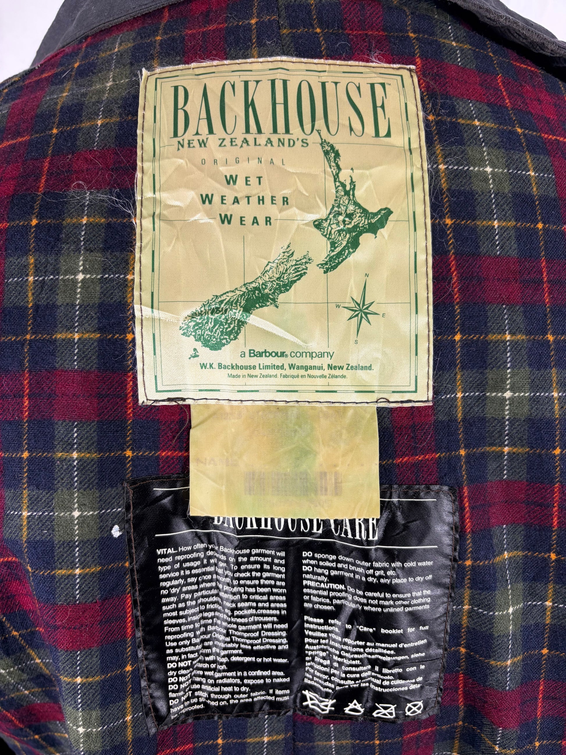 RARO Barbour Backhouse lungo nero C42/107 cm Large Man Black Long Wax Riding Coat Large - Shop In London