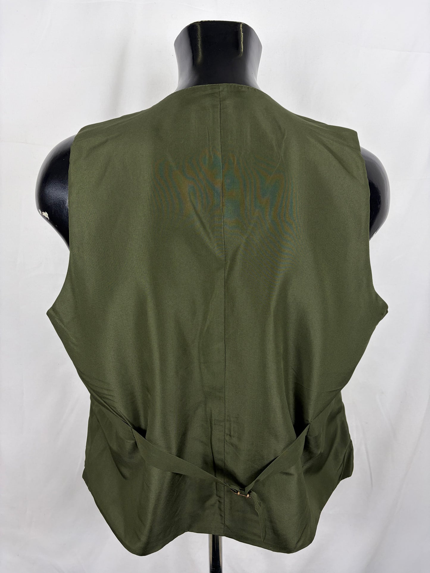 Gilet nuovo da uomo in fustagno verde scuro con bottoni - Man's Moleskin Waistcoat Dark Sage - Shop In London
