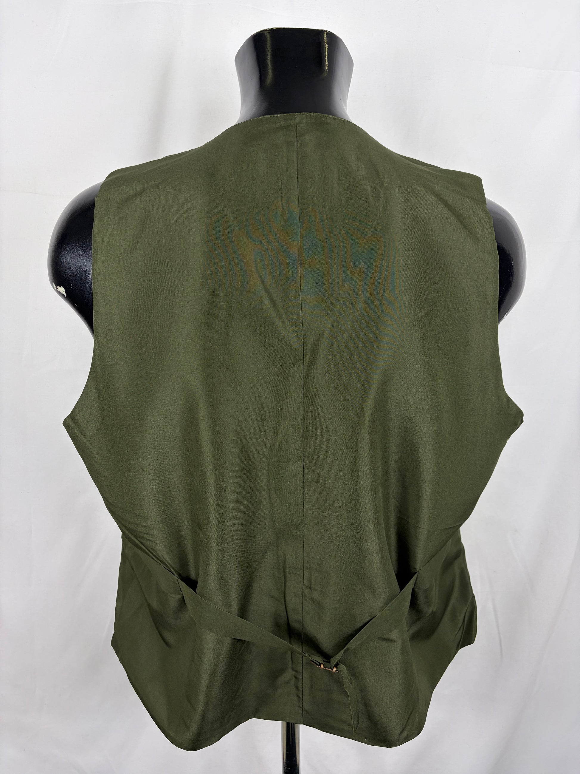 Gilet nuovo da uomo in fustagno verde scuro con bottoni - Man's Moleskin Waistcoat Dark Sage - Shop In London