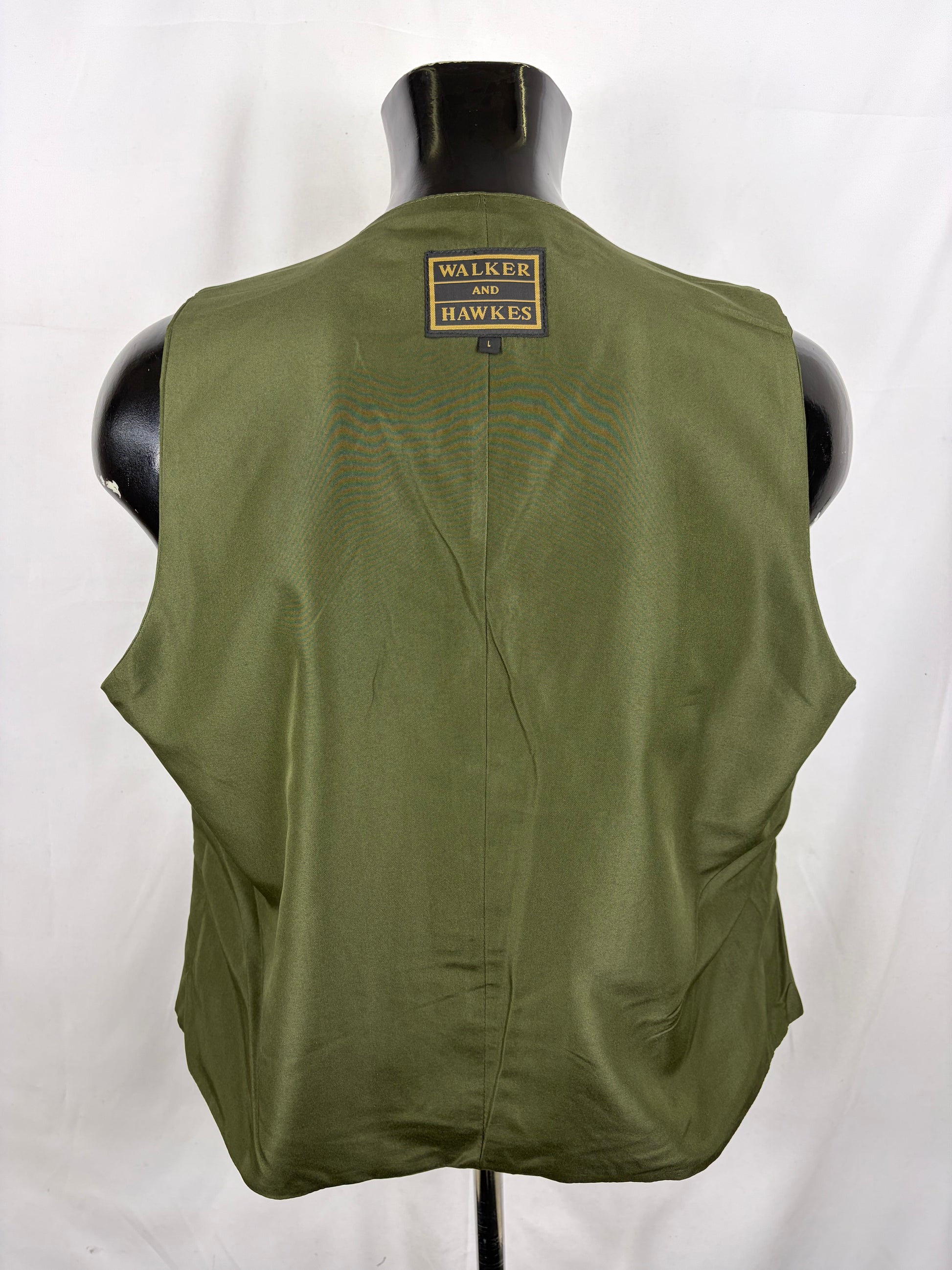 Gilet nuovo da uomo in fustagno verde scuro con bottoni - Man's Moleskin Waistcoat Dark Sage - Shop In London