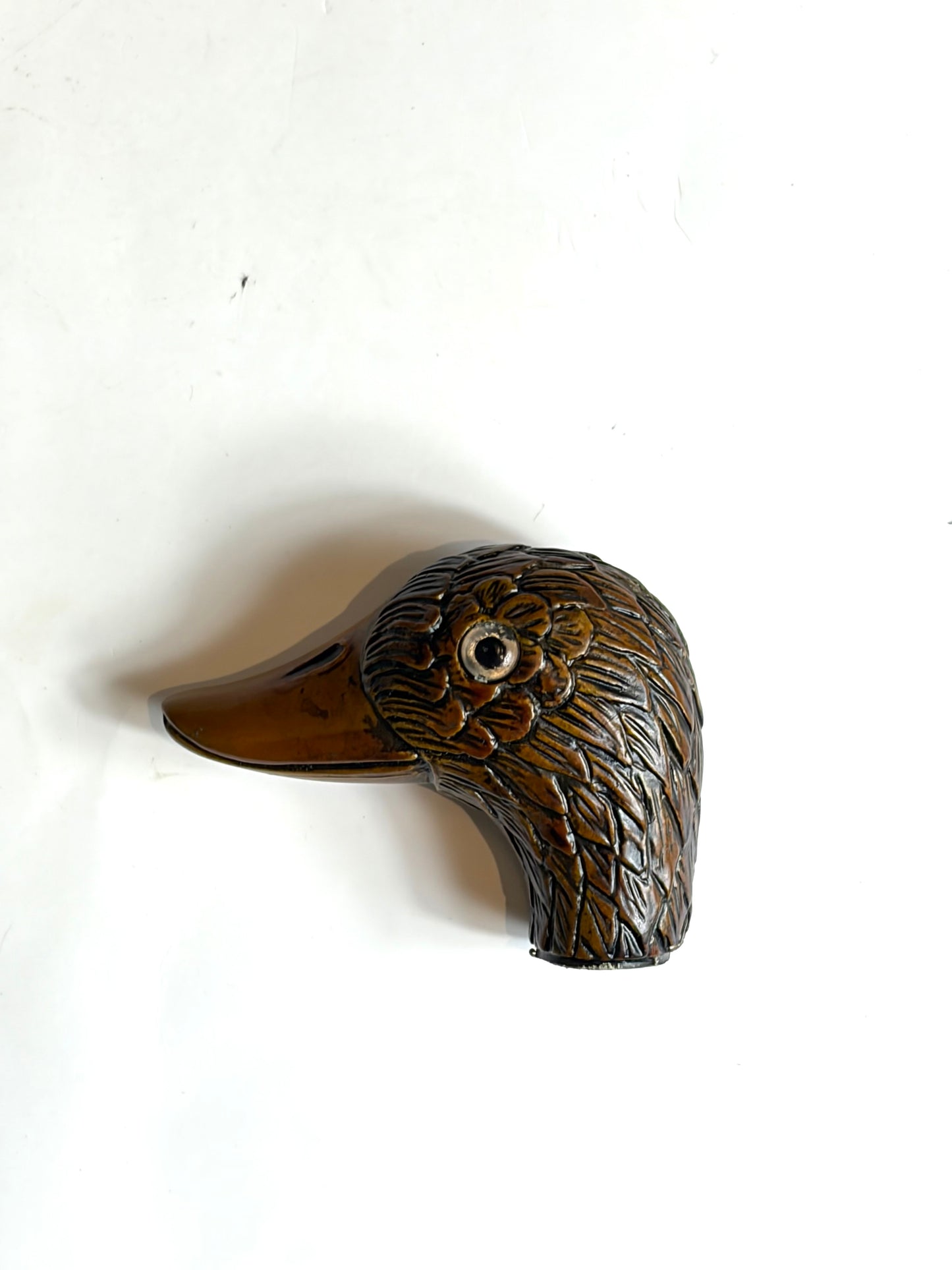 Bastone da passeggio inglese in legno con impugnatura in legno a forma di anatra