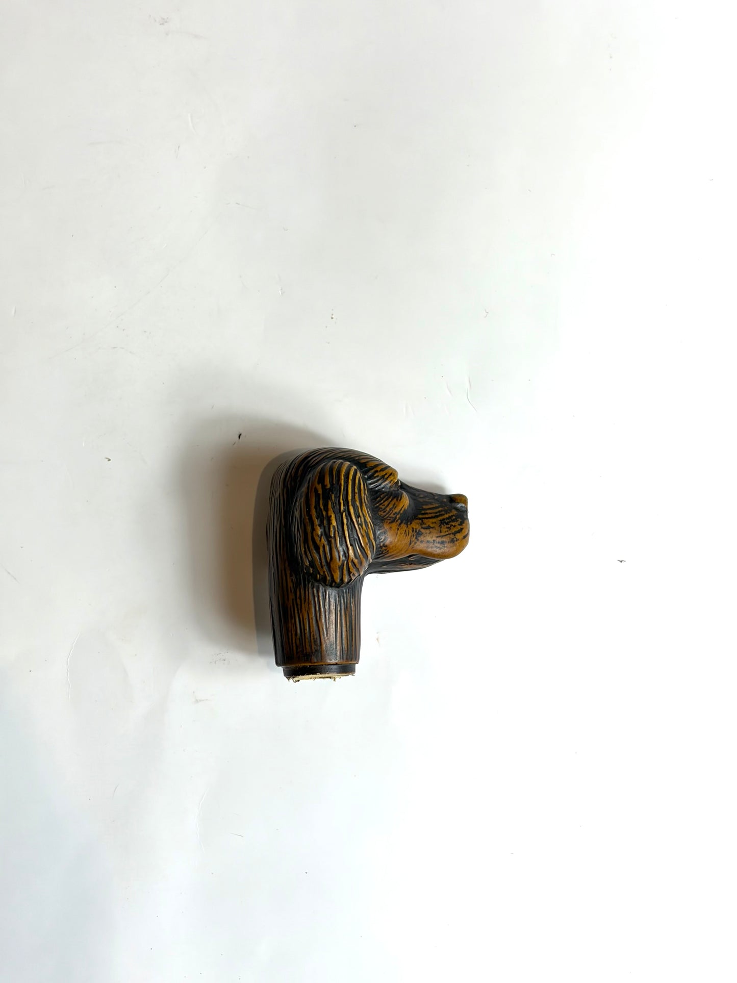 Bastone da passeggio inglese in legno con impugnatura in legno a forma di testa di cane