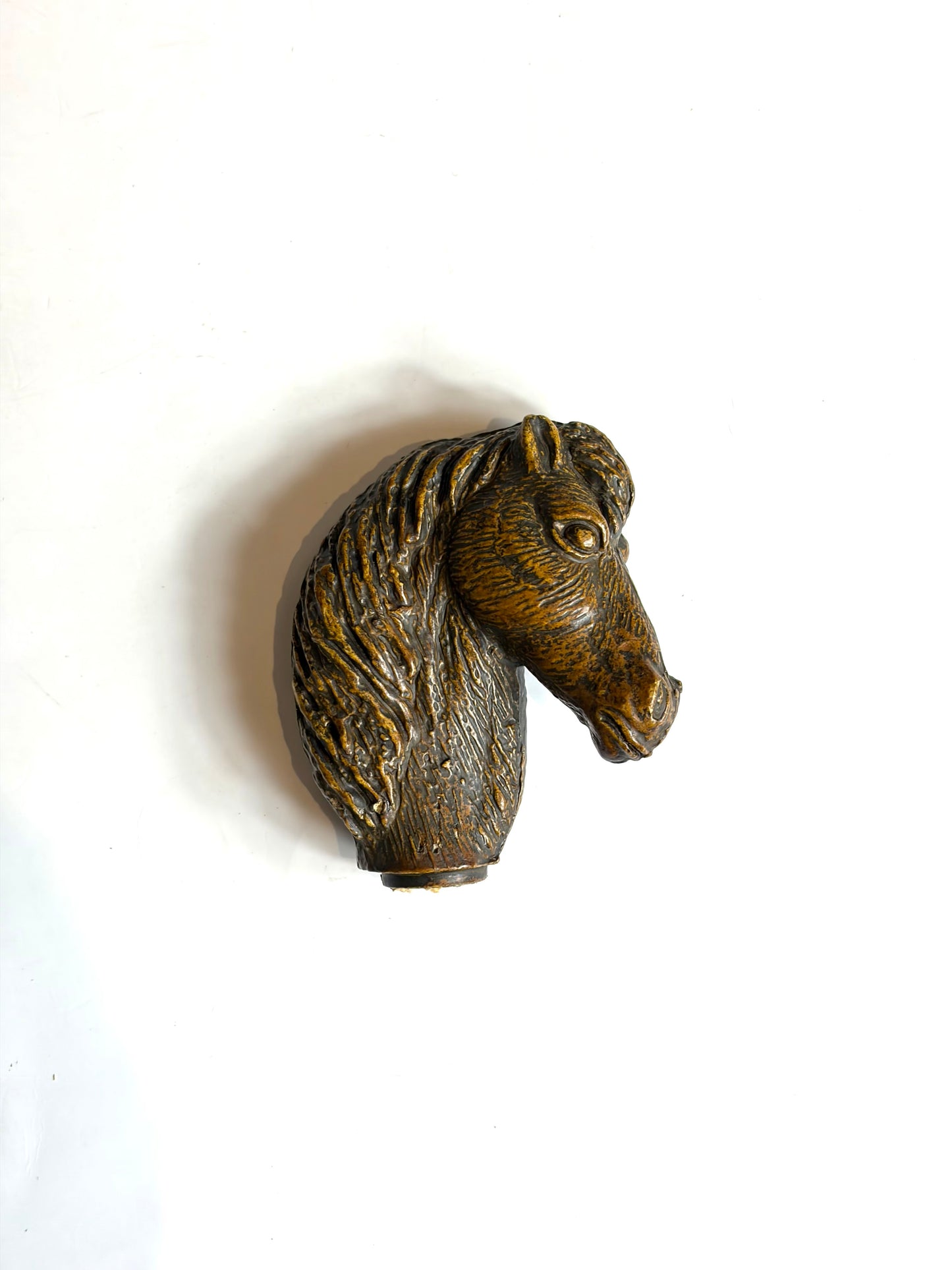 Bastone da passeggio inglese in legno con impugnatura in legno a forma di testa di cavallo