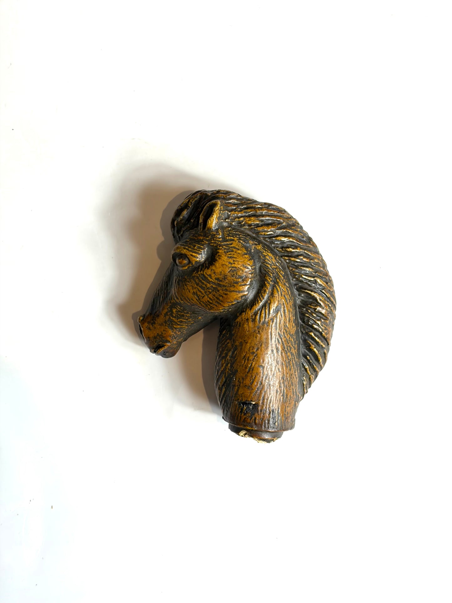 Bastone da passeggio inglese in legno con impugnatura in legno a forma di testa di cavallo