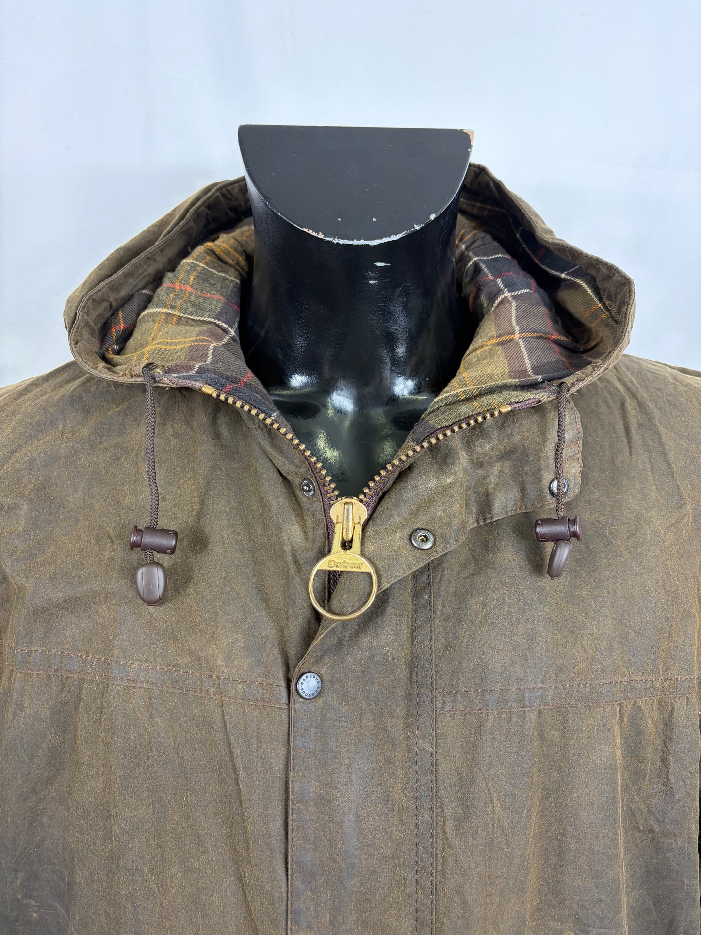 Barbour Classic Durham verde oliva con cappuccio C42/107 cm Olive Hooded waxed Classic Durham Jacket Size Large