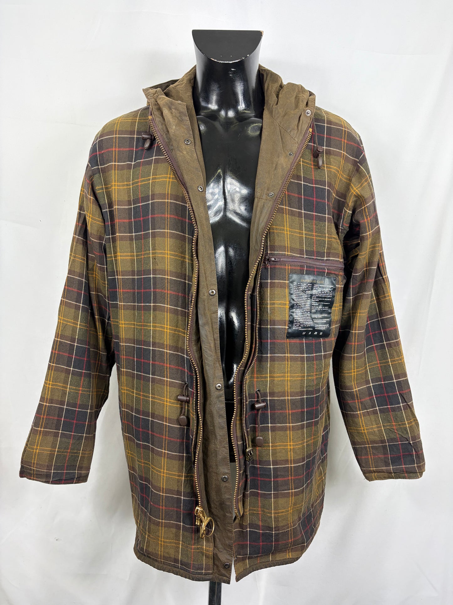 Barbour Classic Durham verde oliva con cappuccio C42/107 cm Olive Hooded waxed Classic Durham Jacket Size Large
