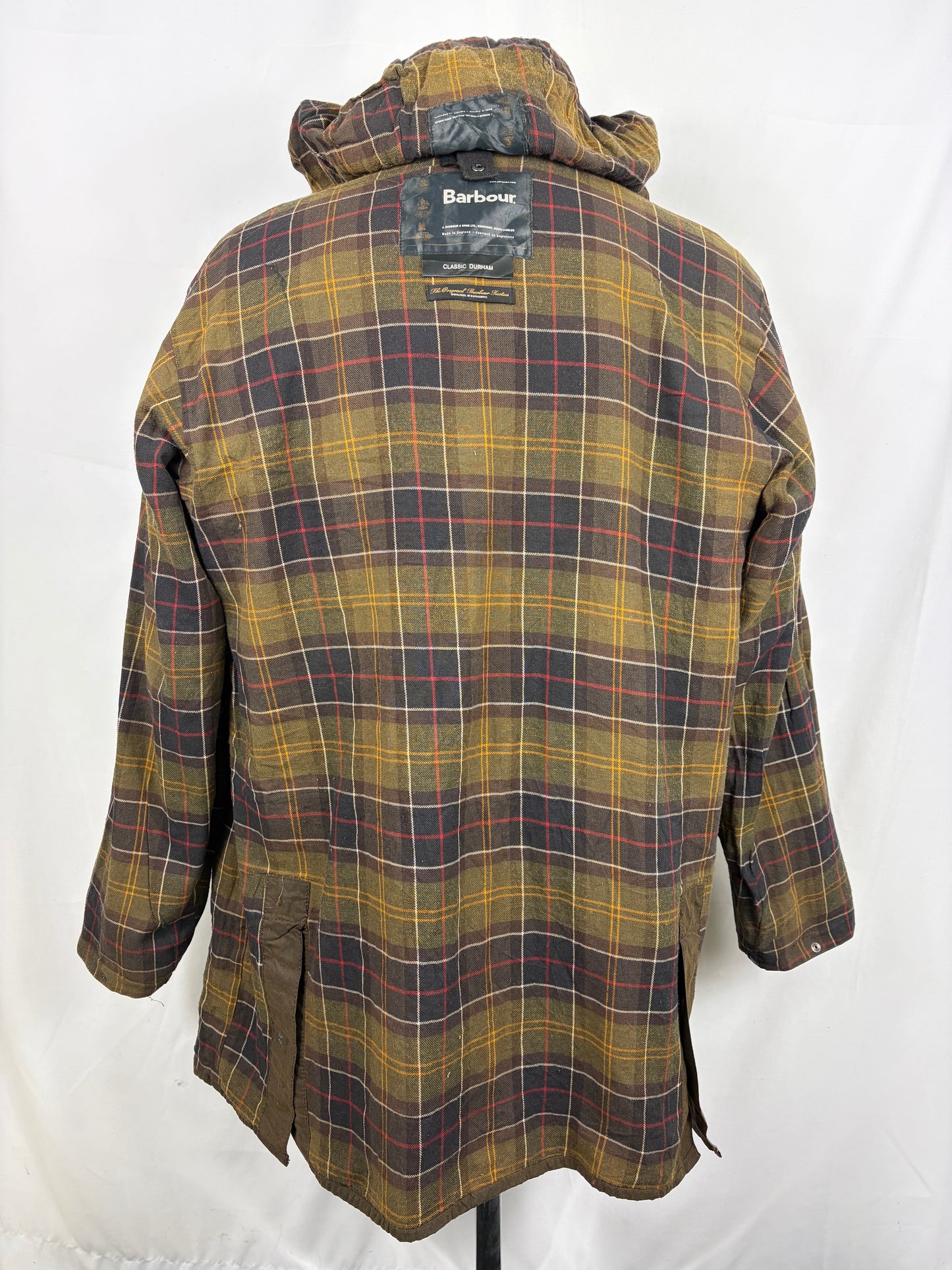 Barbour Classic Durham verde oliva con cappuccio C42/107 cm Olive Hooded waxed Classic Durham Jacket Size Large