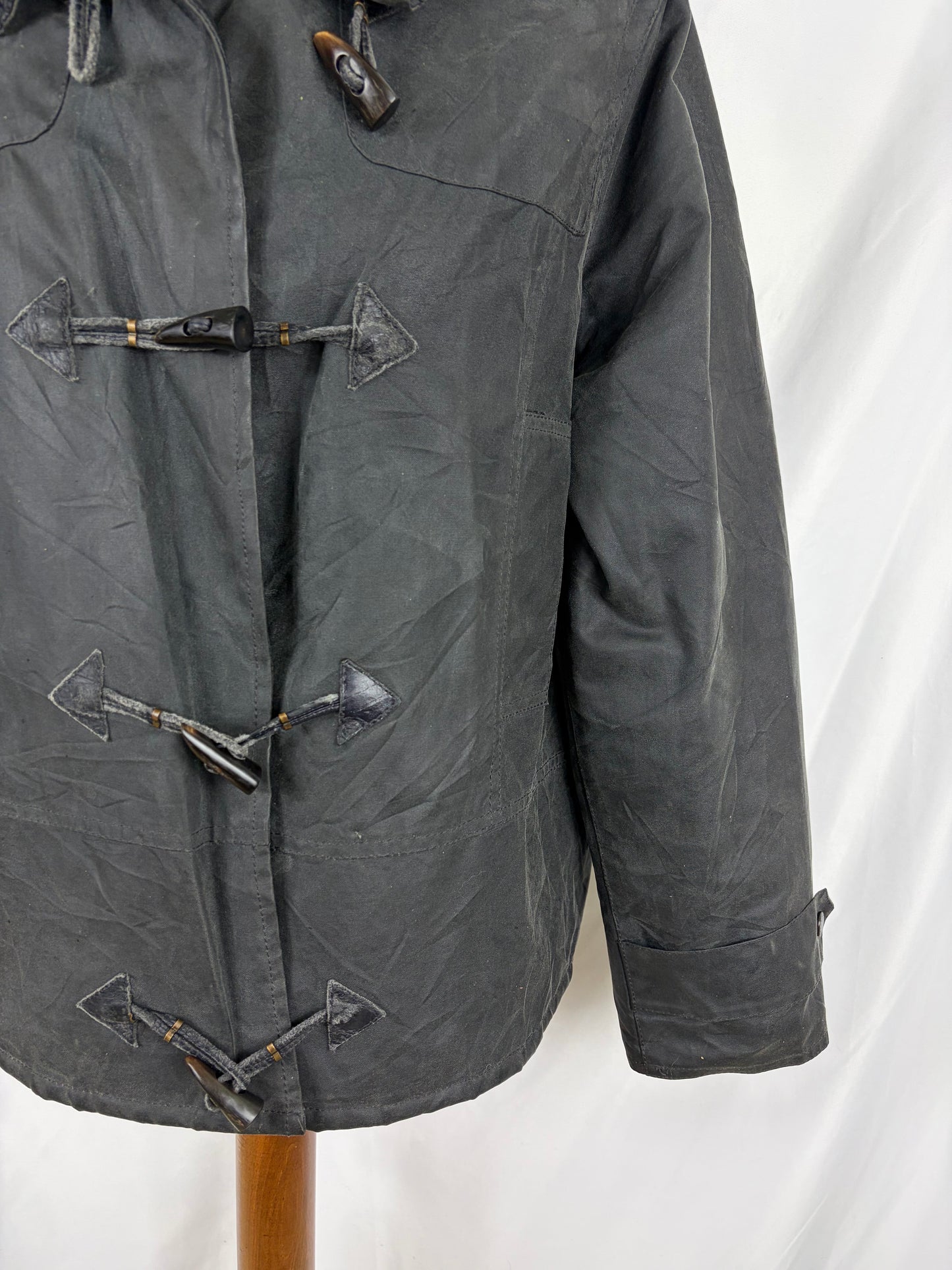 Giacca Barbour corta nera da donna cerata Medum Uk14  Lady short Duffle jacket black size uk14
