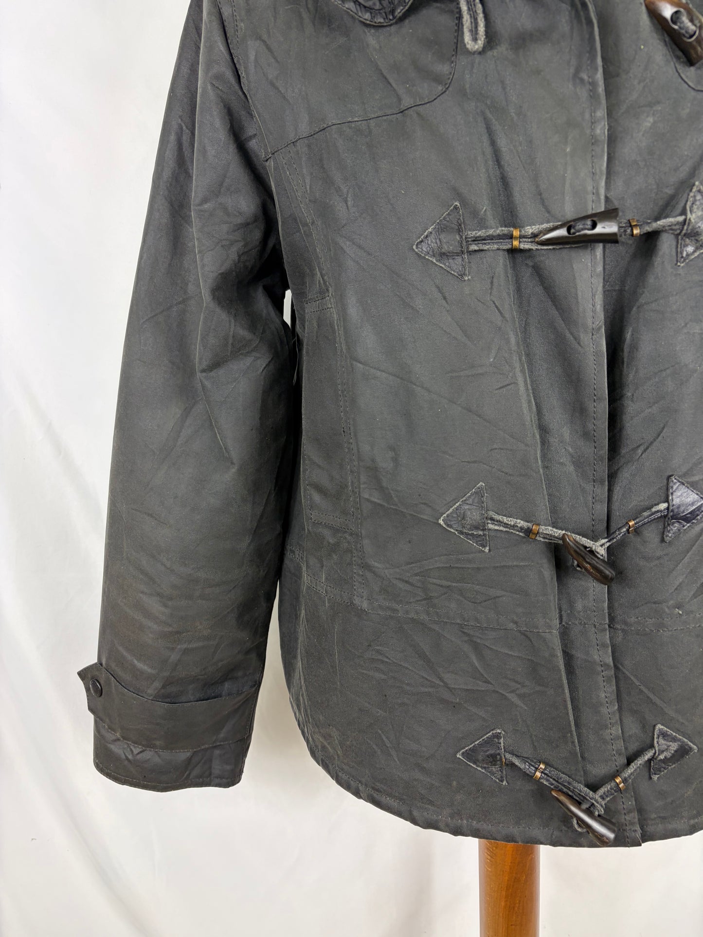 Giacca Barbour corta nera da donna cerata Medum Uk14  Lady short Duffle jacket black size uk14