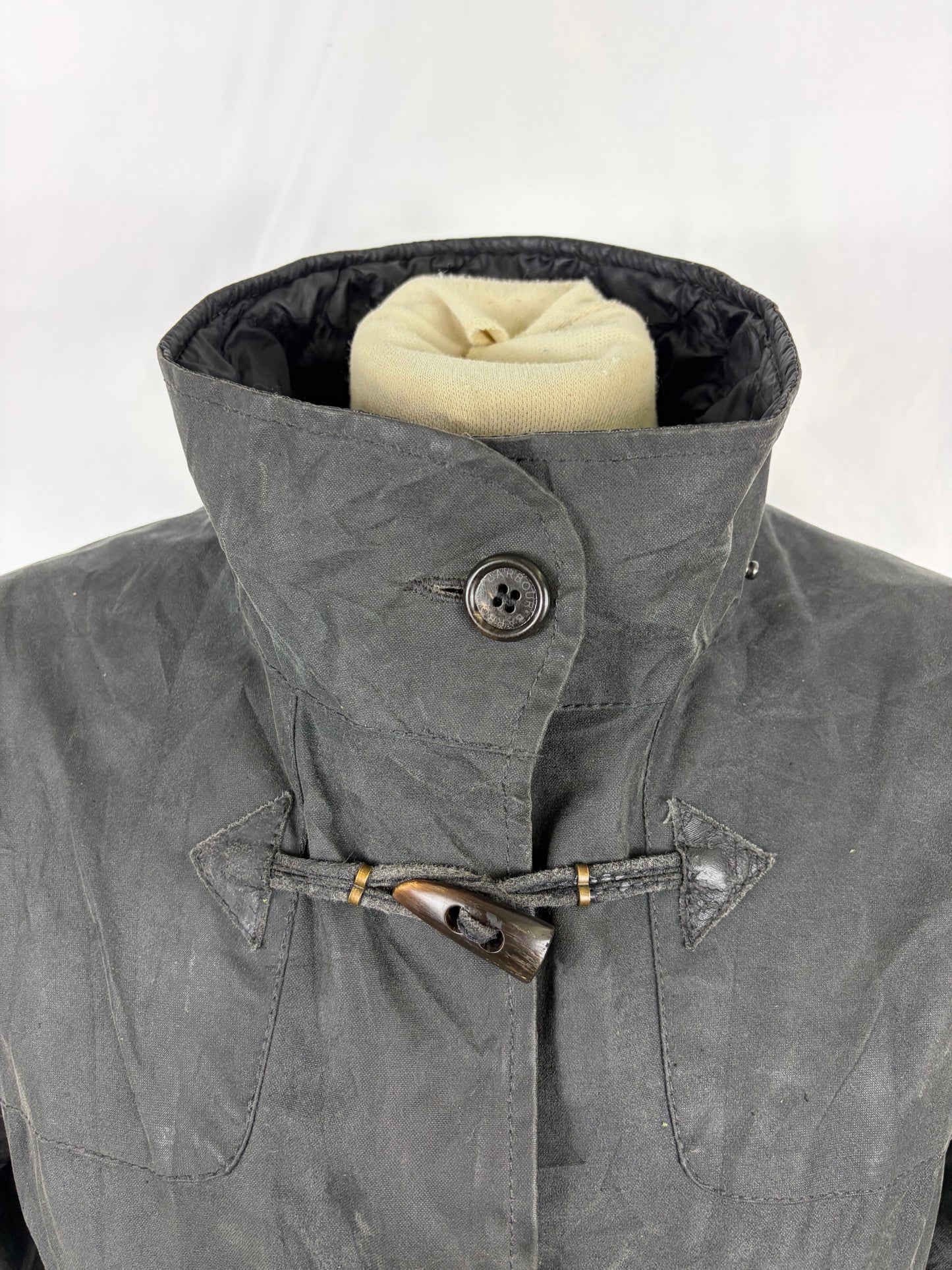 Giacca Barbour corta nera da donna cerata Medum Uk14  Lady short Duffle jacket black size uk14