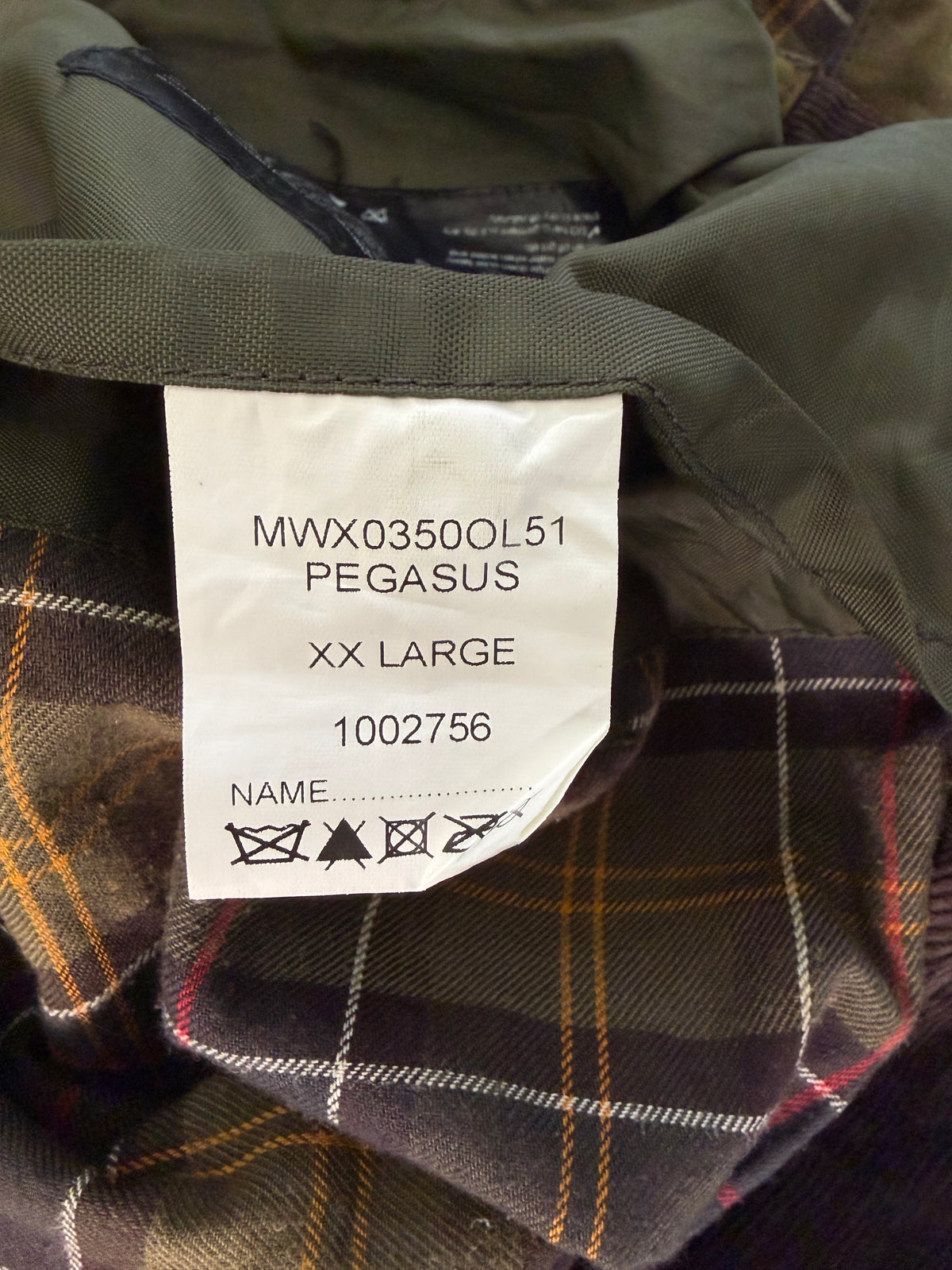 Barbour Giacca uomo verde Pegasus cerato XXL - Man wax Pegasus Olive Jacket size XXL