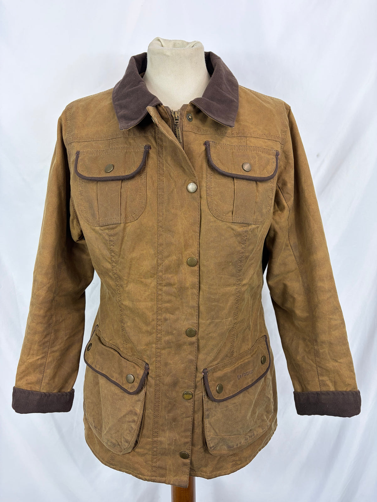 Barbour Giacca corta beige Fur Trim Utility Tg. 42 Lady Beige Utility wax Jacket uk12