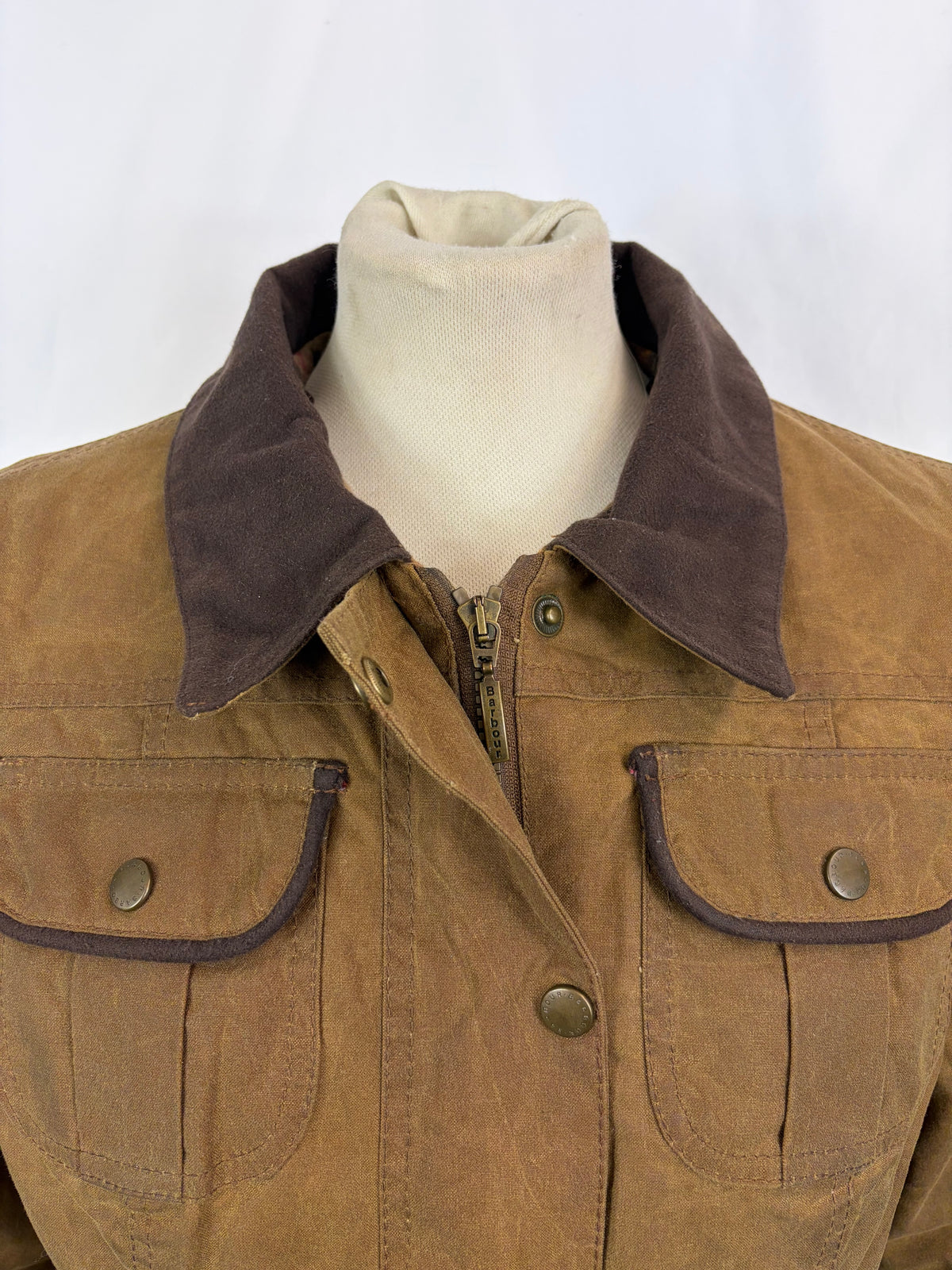 Barbour Giacca corta beige Fur Trim Utility Tg. 42 Lady Beige Utility wax Jacket uk12