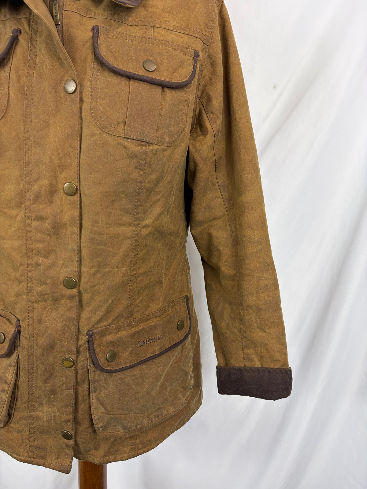 Barbour Giacca corta beige Fur Trim Utility Tg. 42 Lady Beige Utility wax Jacket uk12