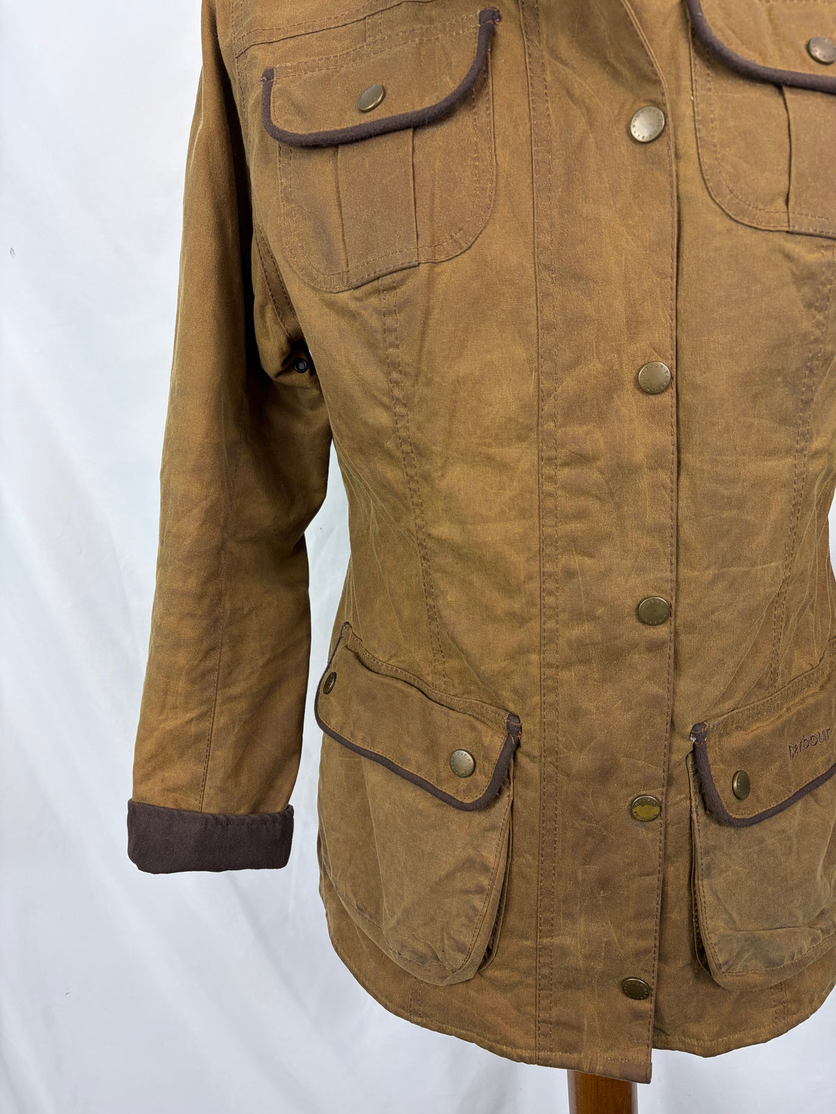 Barbour Giacca corta beige Fur Trim Utility Tg. 42 Lady Beige Utility wax Jacket uk12