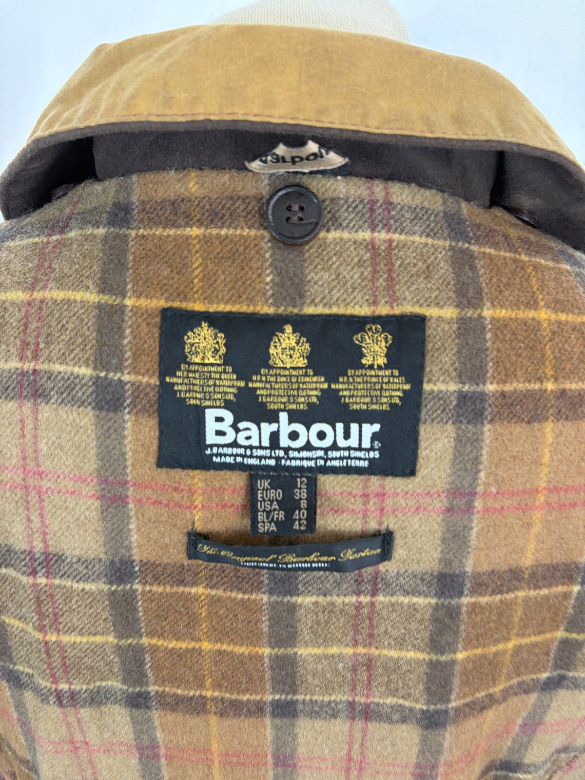 Barbour Giacca corta beige Fur Trim Utility Tg. 42 Lady Beige Utility wax Jacket uk12