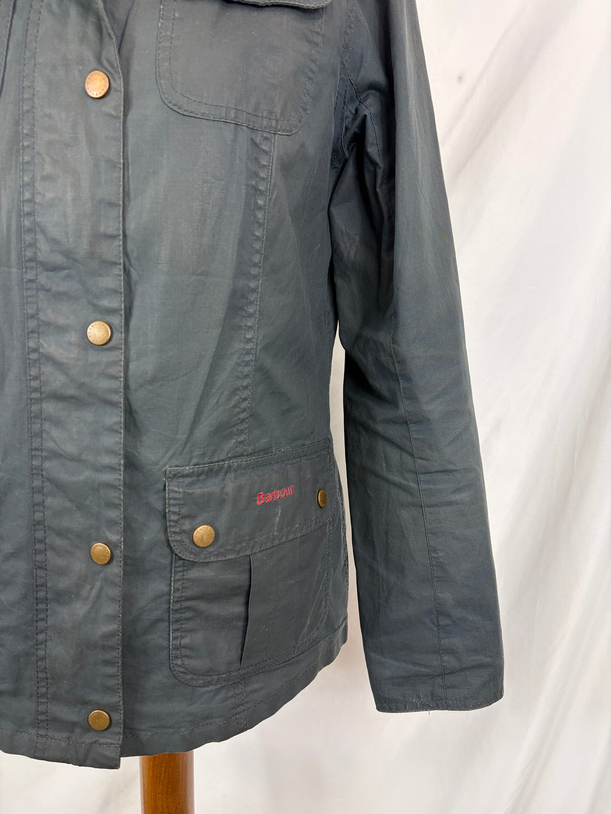 Barbour Giacca Morris corta blu donna Medium Tg. 42 Morris Navy Wax Utility Jacket Size UK 12