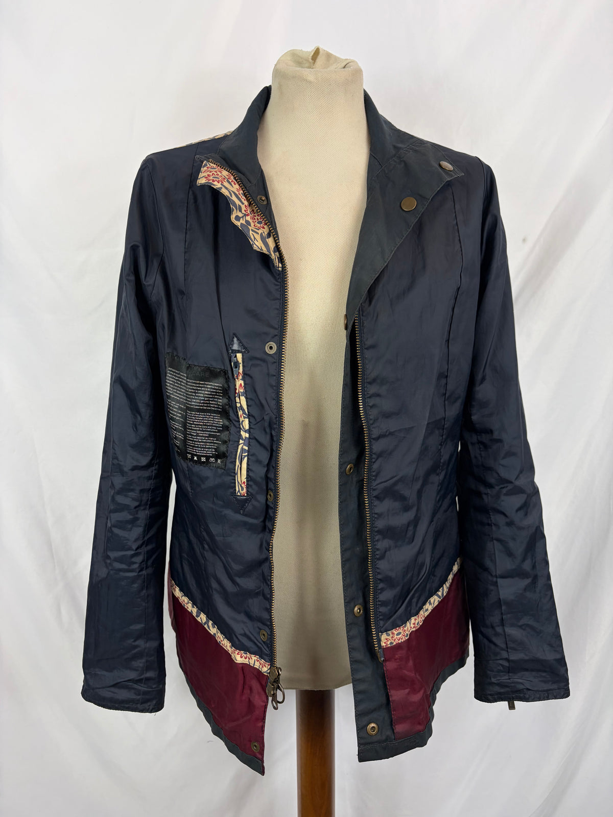Barbour Giacca Morris corta blu donna Medium Tg. 42 Morris Navy Wax Utility Jacket Size UK 12