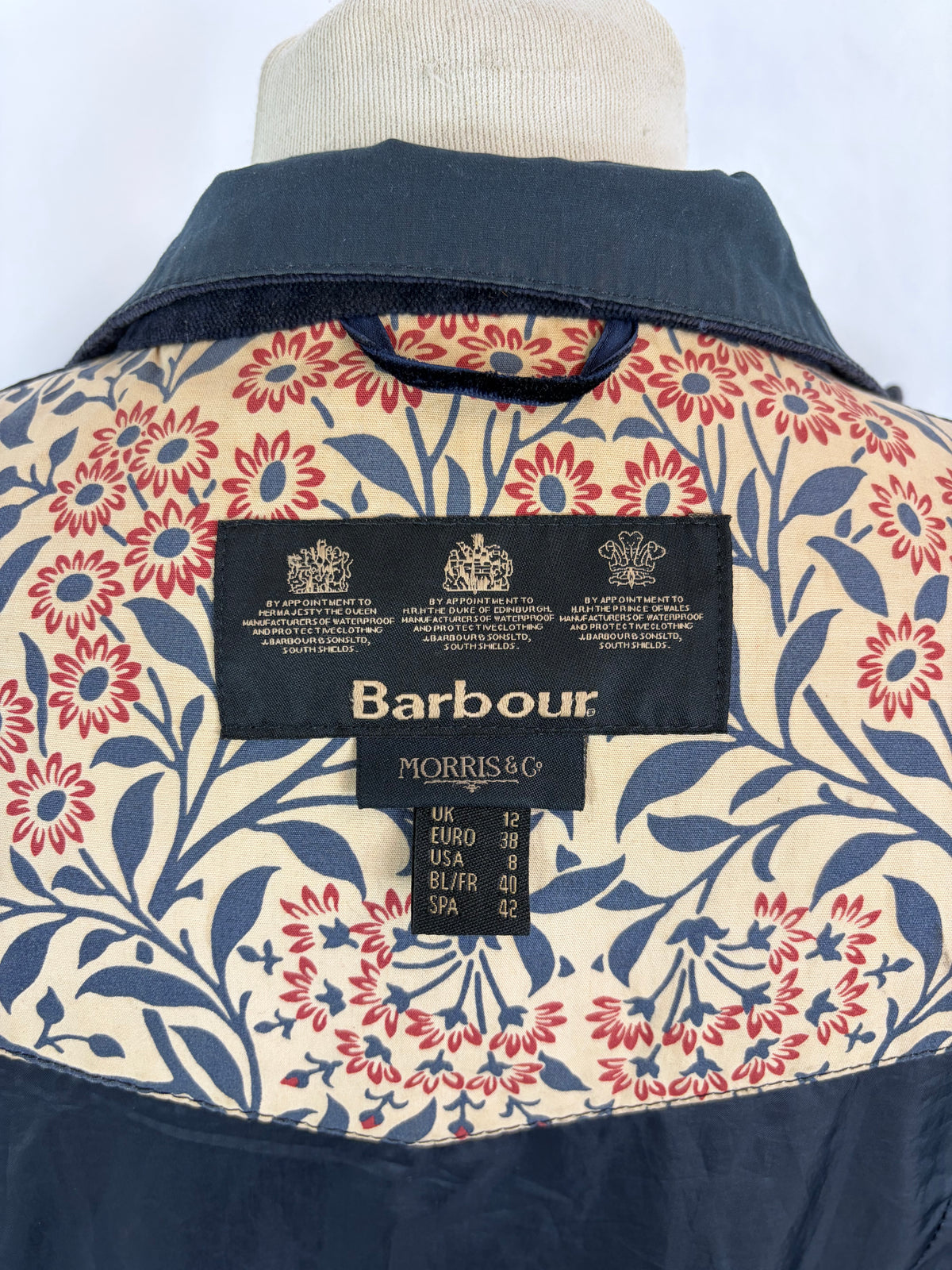Barbour Giacca Morris corta blu donna Medium Tg. 42 Morris Navy Wax Utility Jacket Size UK 12