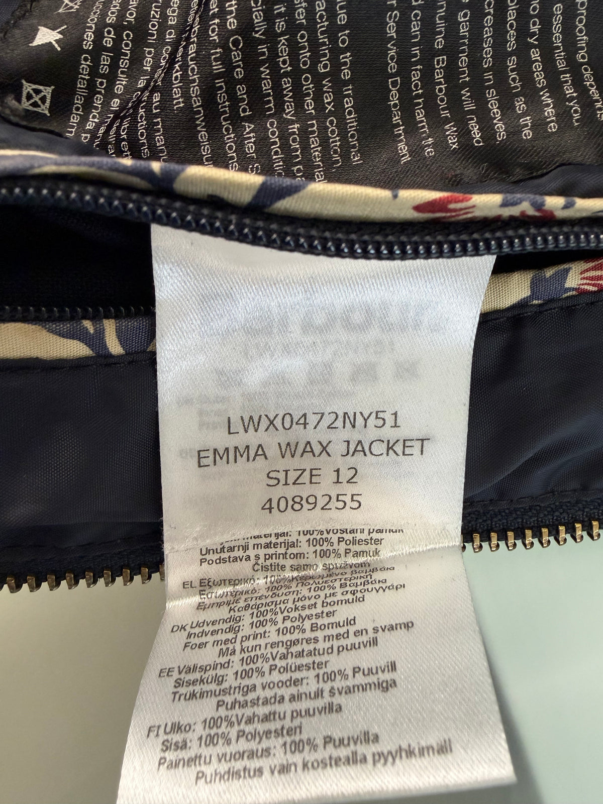 Barbour Giacca Morris corta blu donna Medium Tg. 42 Morris Navy Wax Utility Jacket Size UK 12