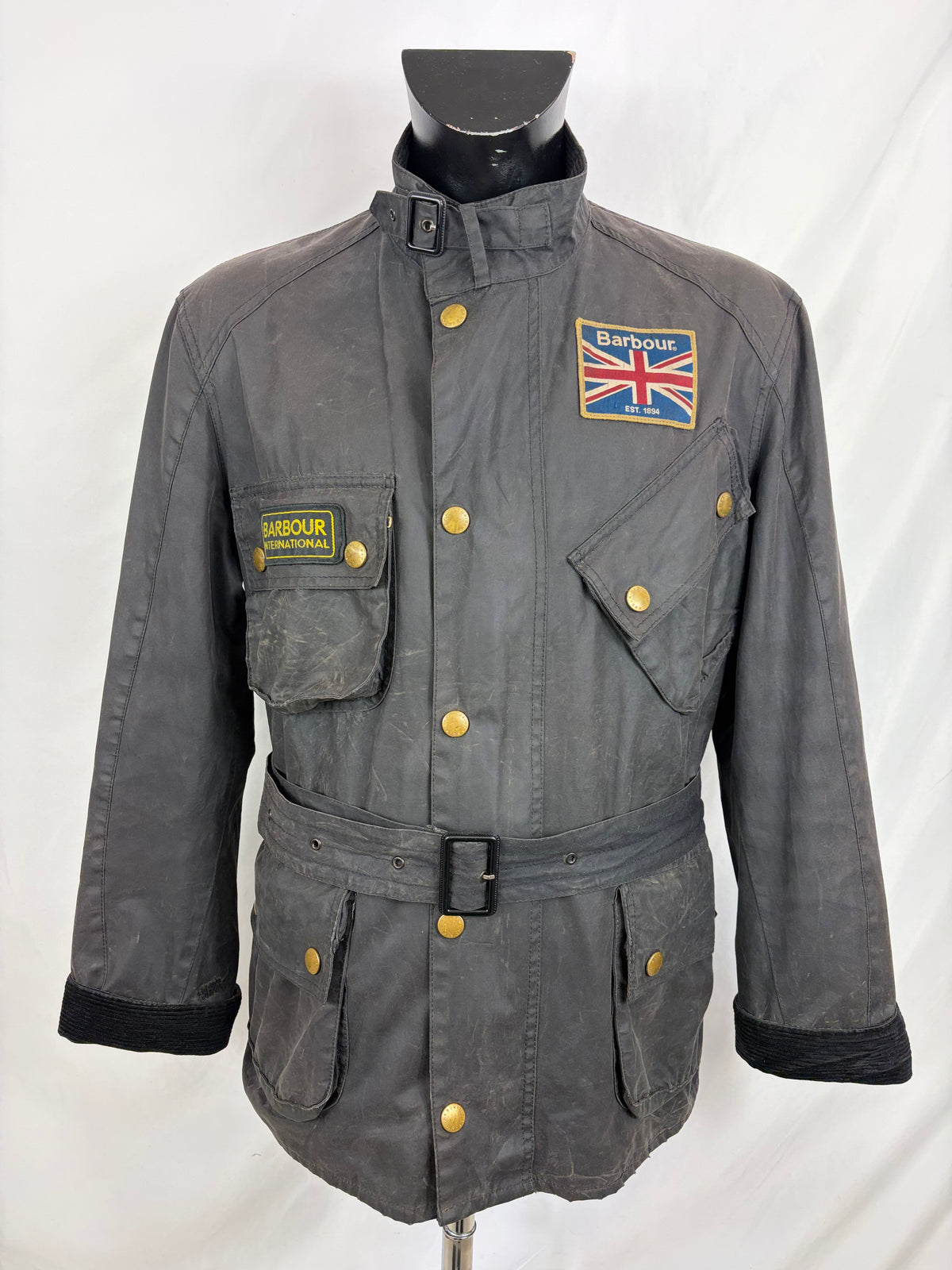 Giacca Barbour International Union Jack Large- Black International Union Jacket Jacket Size L