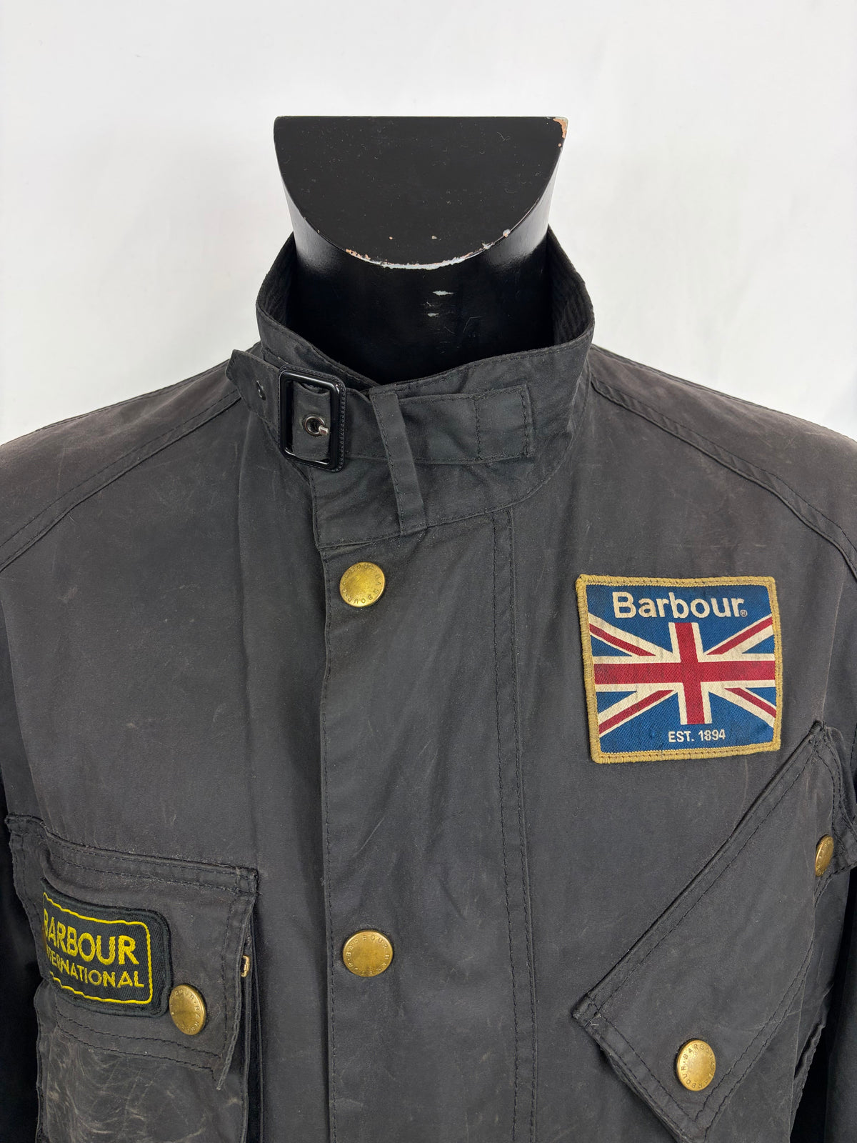 Giacca Barbour International Union Jack Large- Black International Union Jacket Jacket Size L