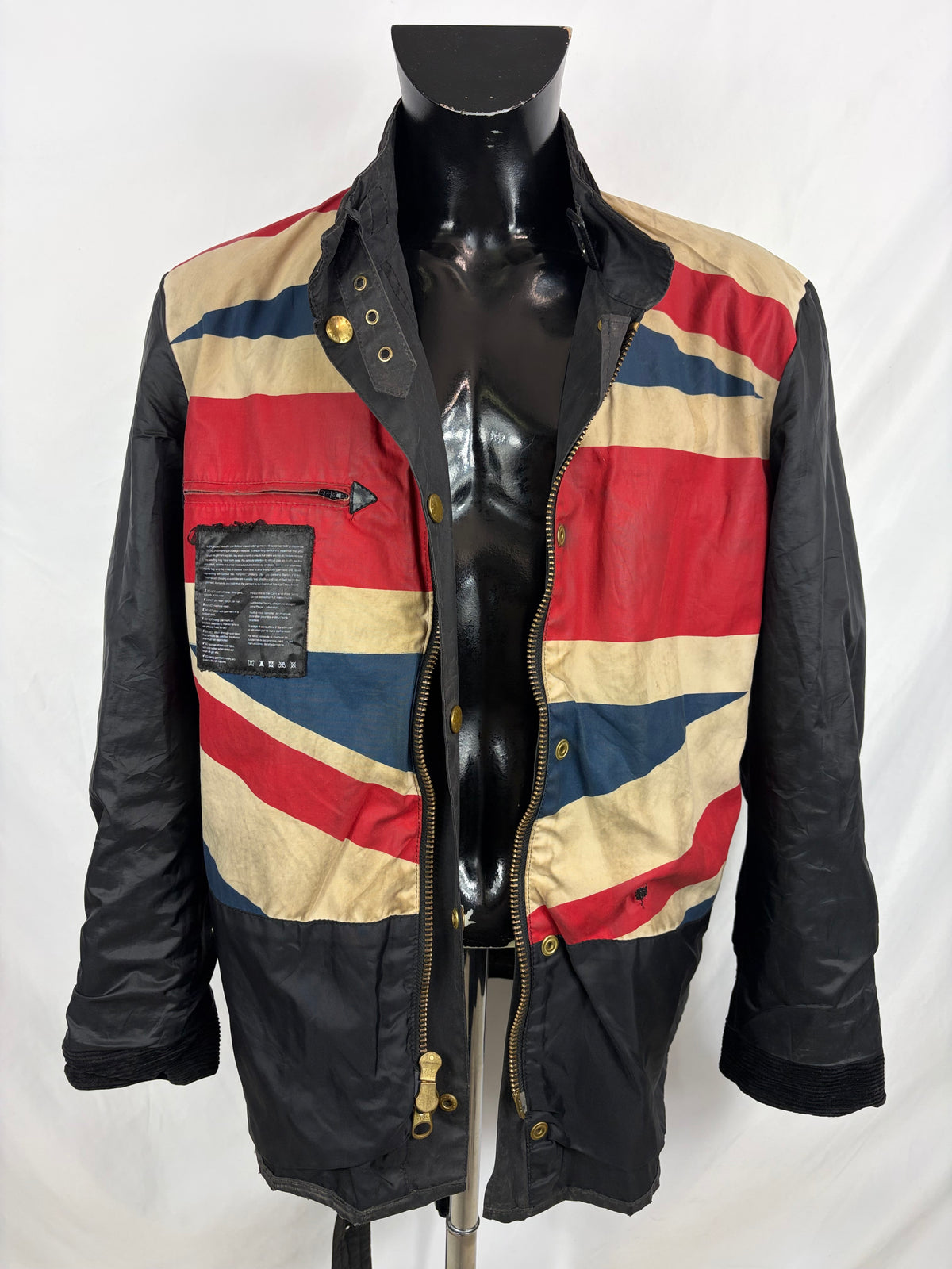 Giacca Barbour International Union Jack Large- Black International Union Jacket Jacket Size L