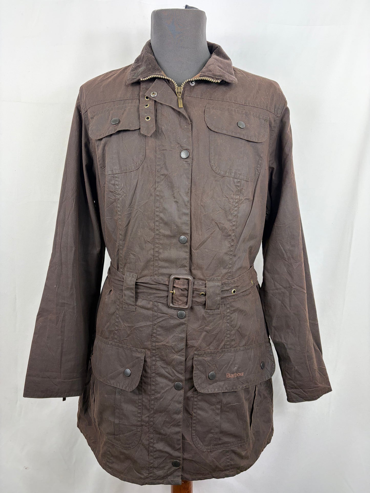 Barbour Giacca donna marrone leggero UK14 Tg. 44- Lady Light Brown Utility mac Jacket Size uk14