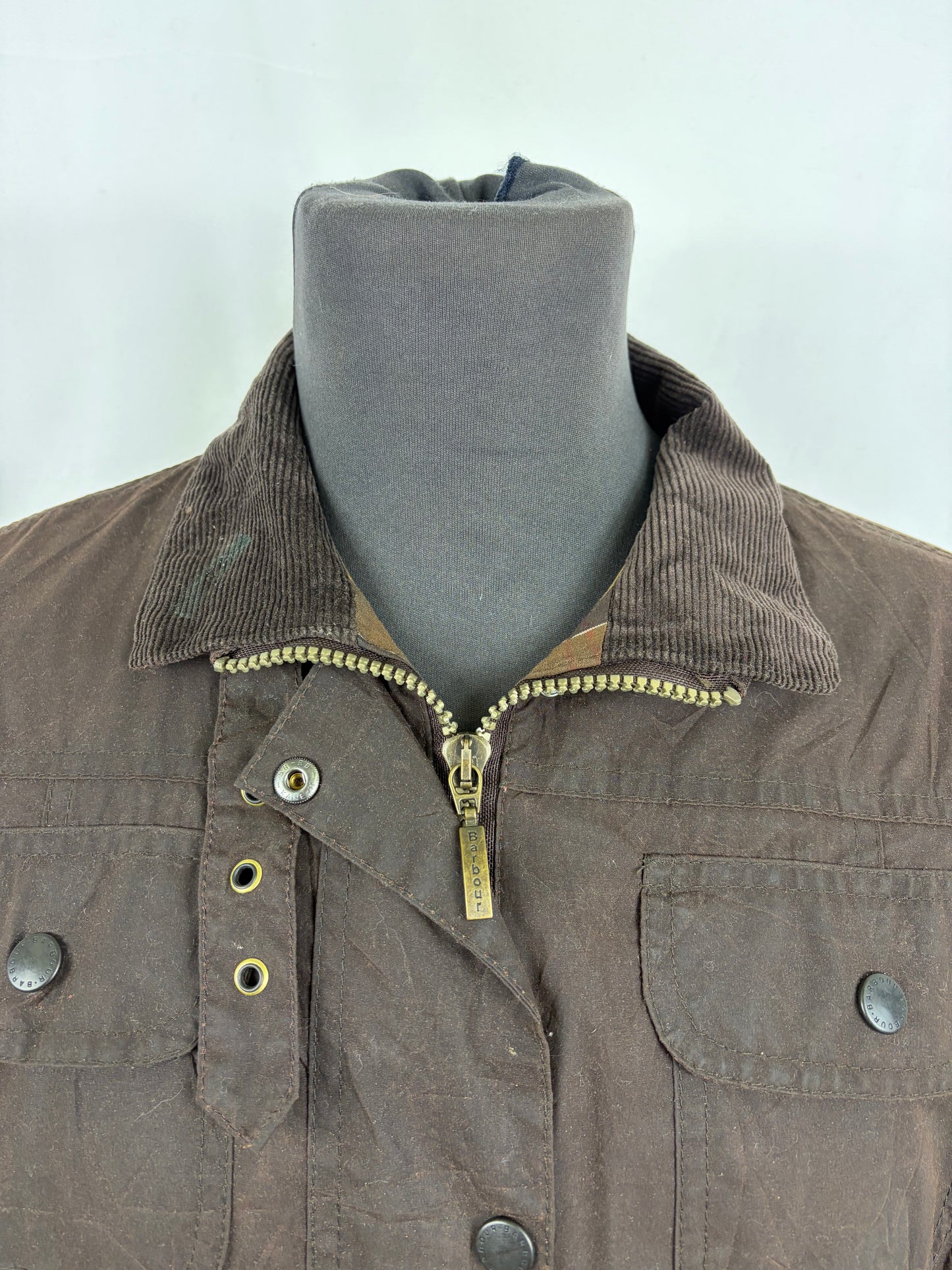 Barbour Giacca donna marrone leggero UK14 Tg. 44- Lady Light Brown Utility mac Jacket Size uk14
