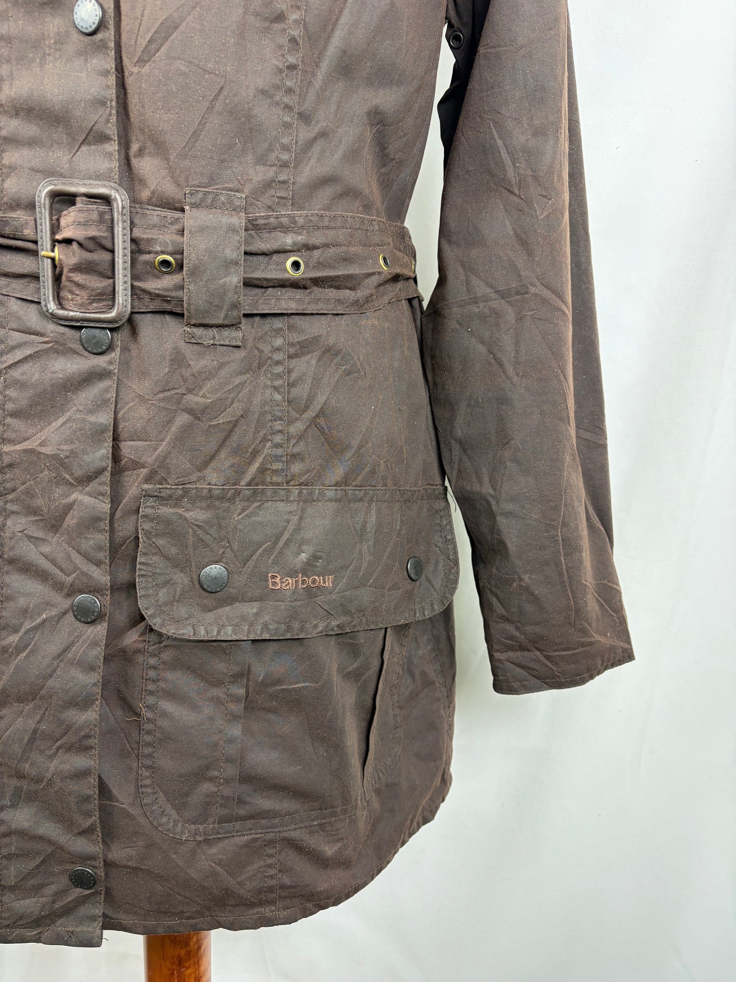 Barbour Giacca donna marrone leggero UK14 Tg. 44- Lady Light Brown Utility mac Jacket Size uk14
