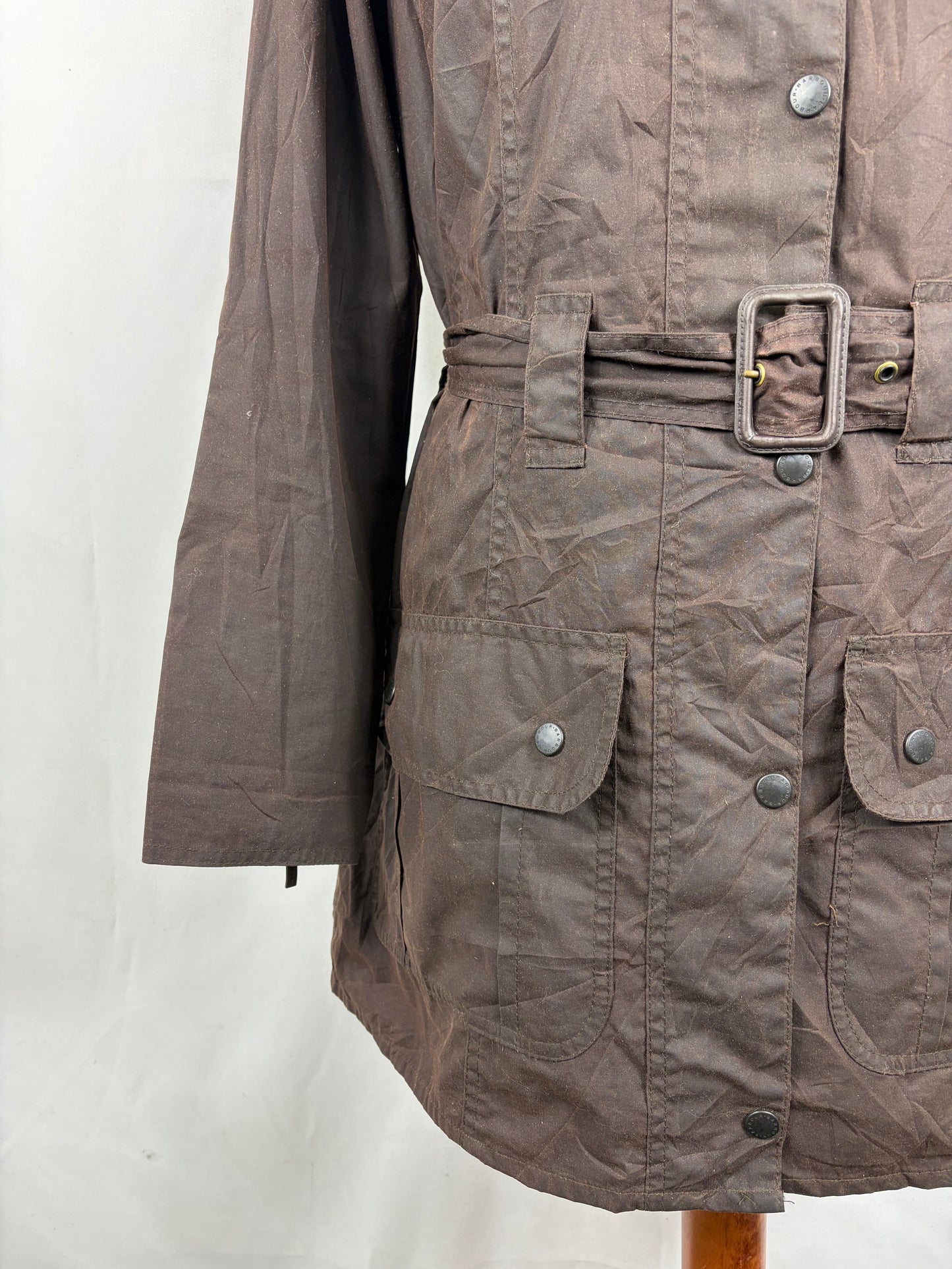 Barbour Giacca donna marrone leggero UK14 Tg. 44- Lady Light Brown Utility mac Jacket Size uk14
