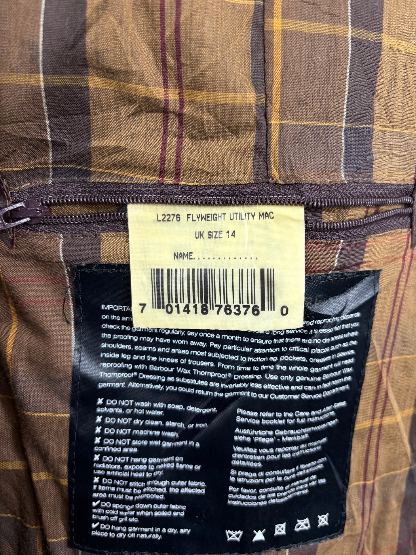 Barbour Giacca donna marrone leggero UK14 Tg. 44- Lady Light Brown Utility mac Jacket Size uk14