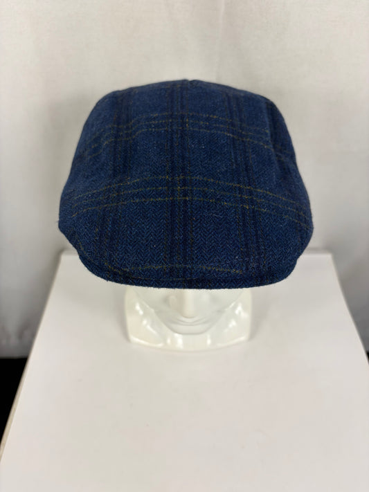 Coppola nuova inglese in lana blu fantasia tweed  Wool Navy Tweed Check Flat cap size one - Shop In London