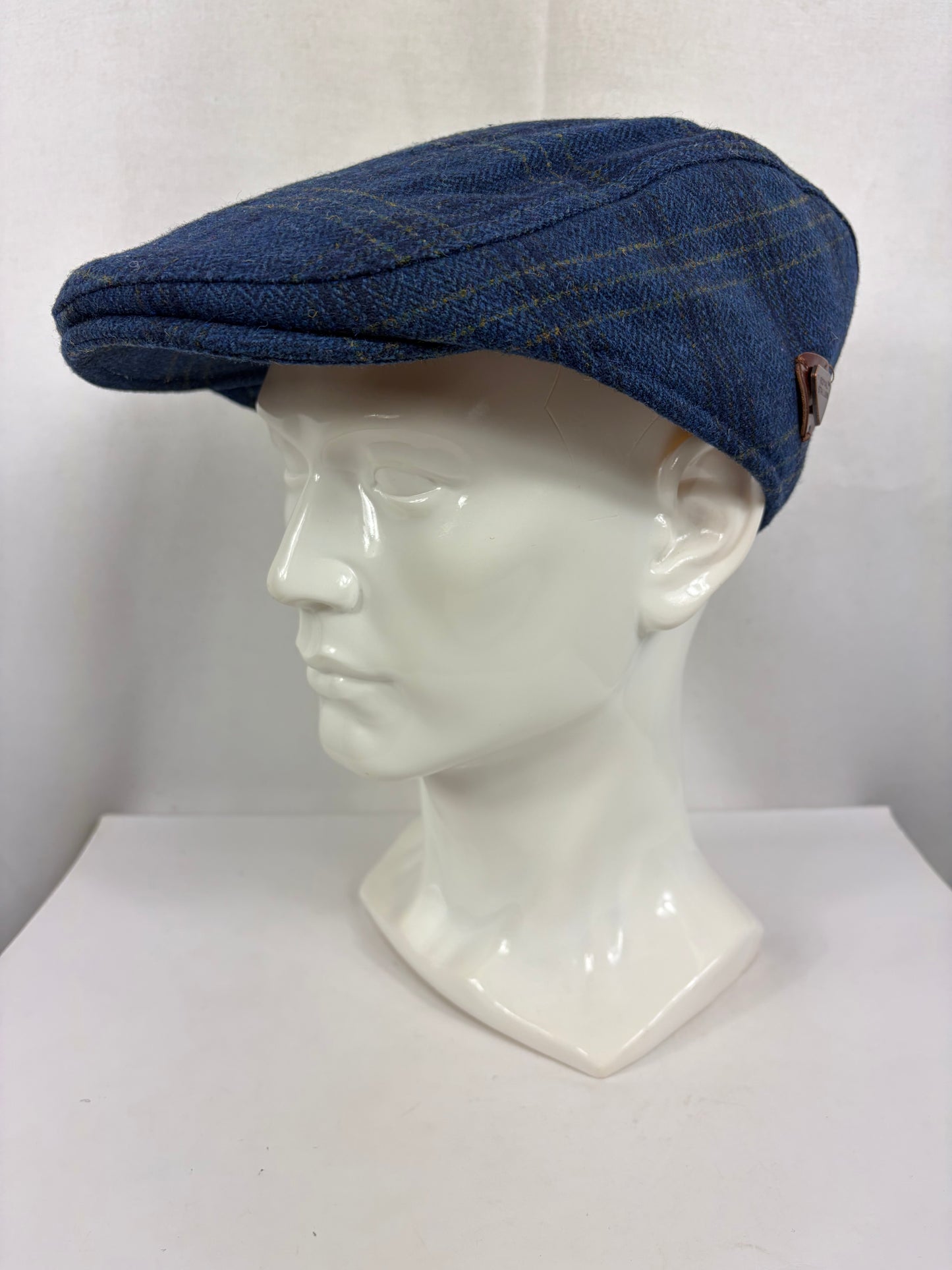 Coppola nuova inglese in lana blu fantasia tweed  Wool Navy Tweed Check Flat cap size one