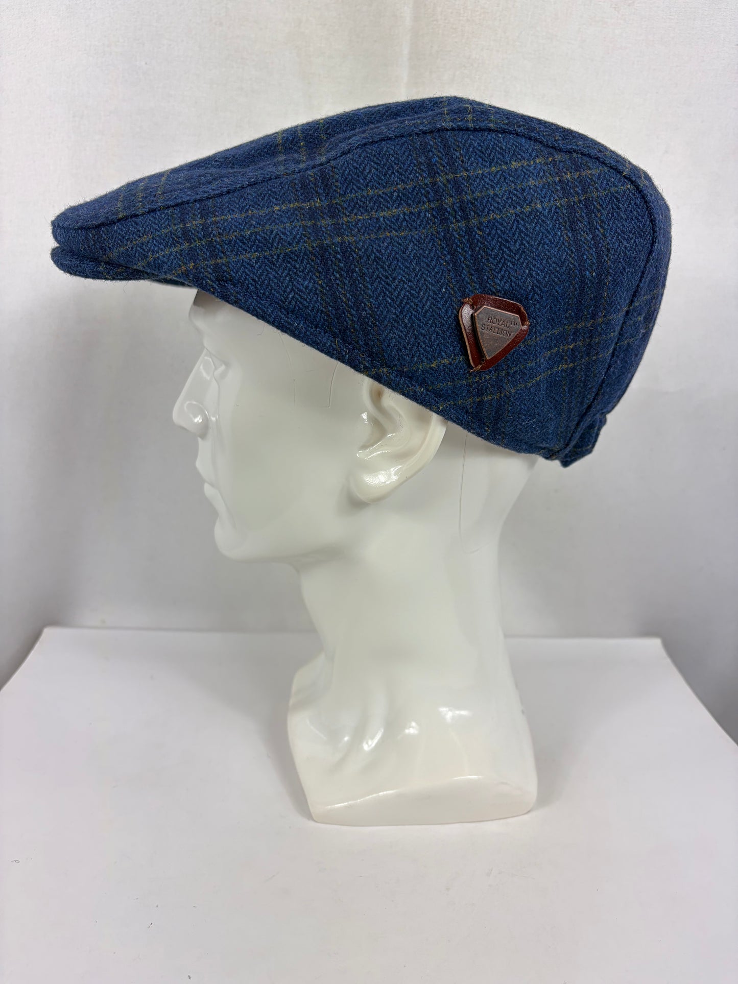 Coppola nuova inglese in lana blu fantasia tweed  Wool Navy Tweed Check Flat cap size one