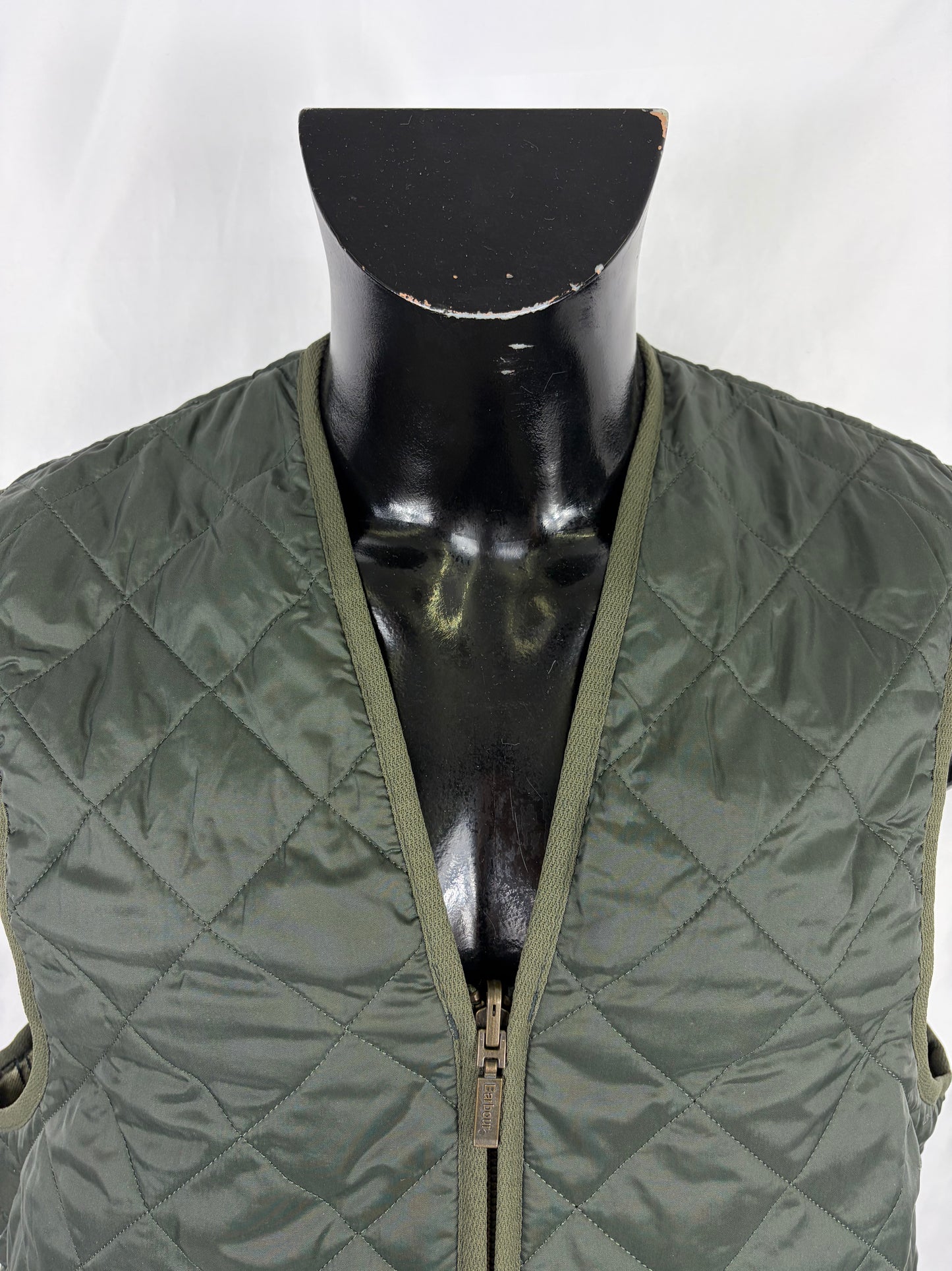 Gilet Barbour Trapuntato Verde 42 Green Quilted Waistcoat Zip in Liner size 42