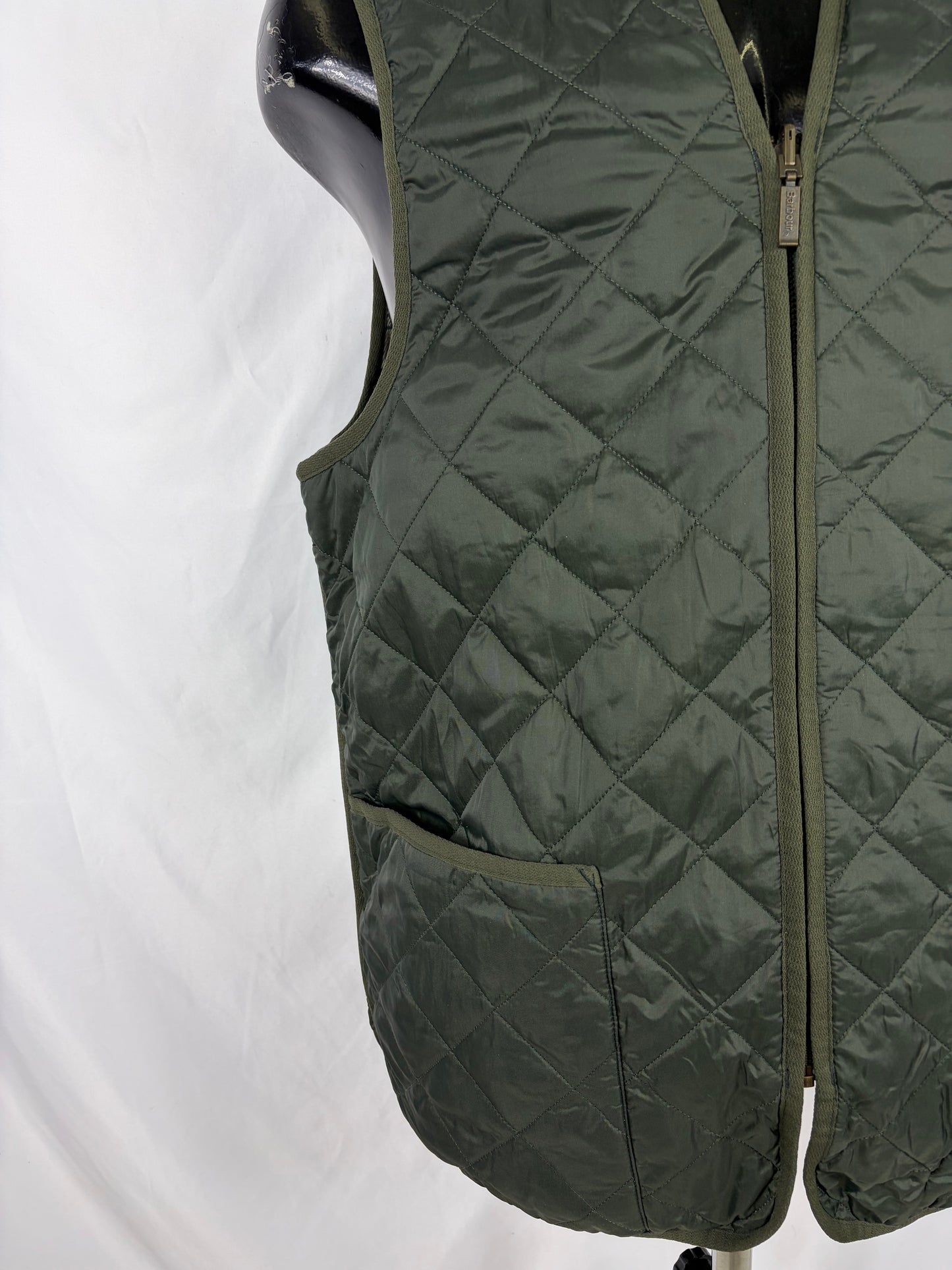 Gilet Barbour Trapuntato Verde 42 Green Quilted Waistcoat Zip in Liner size 42