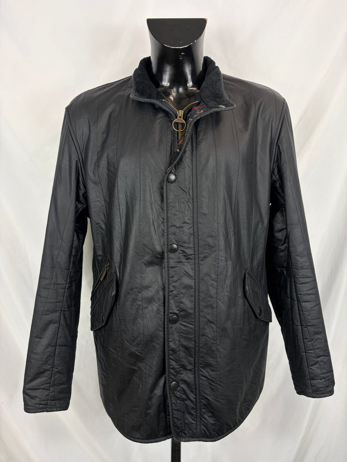 Barbour Giacca da uomo blu notte imbottito Large - Man Edderton Navy Wax Jacket size Large