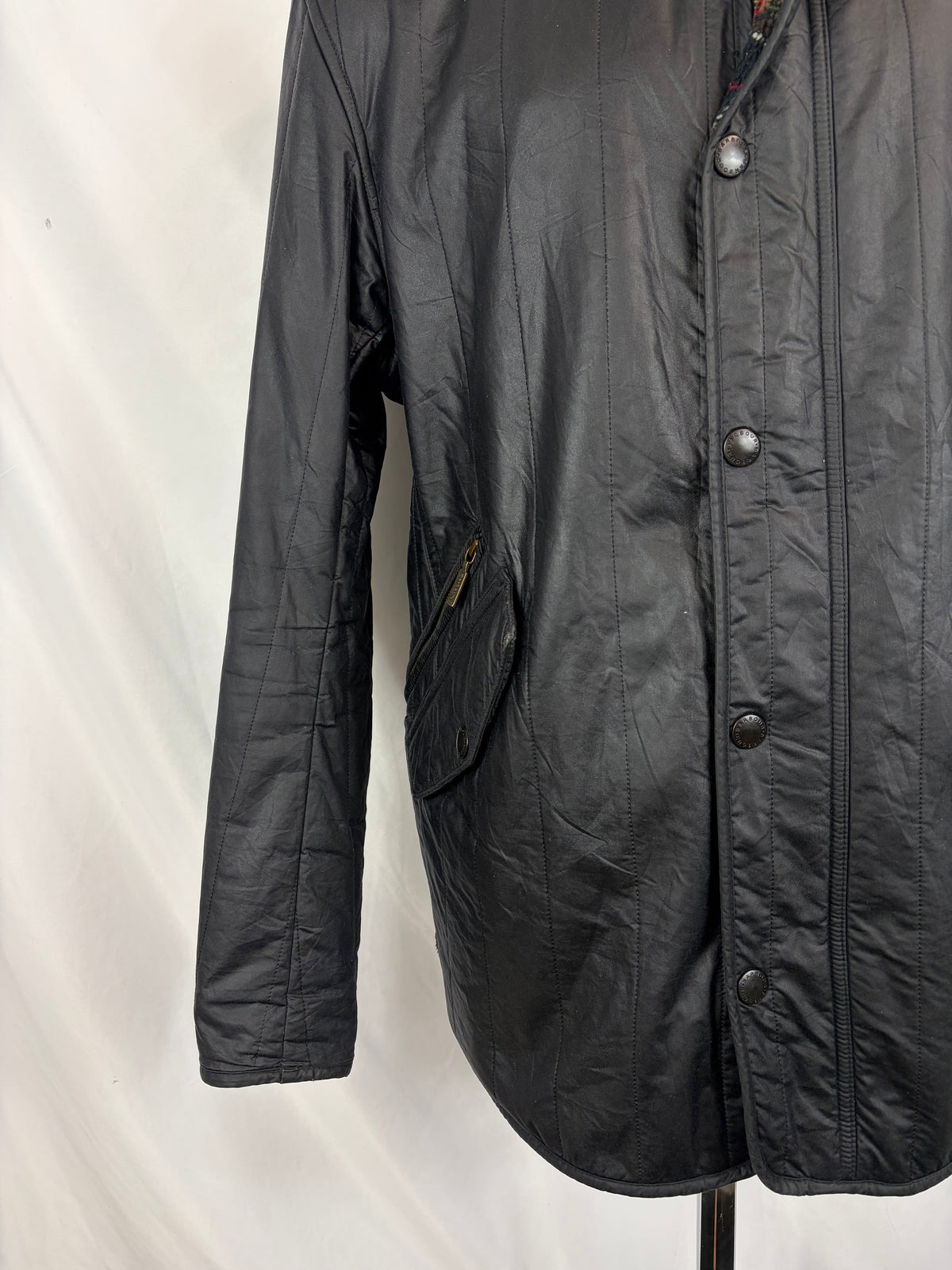 Barbour Giacca da uomo blu notte imbottito Large - Man Edderton Navy Wax Jacket size Large