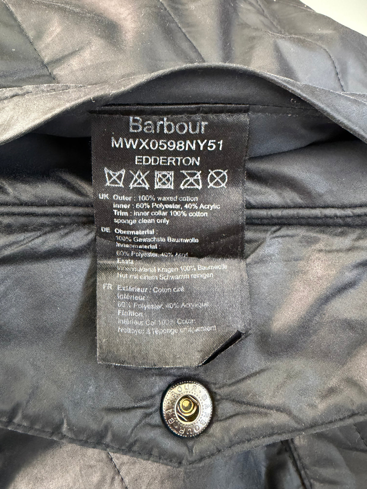 Barbour Giacca da uomo blu notte imbottito Large - Man Edderton Navy Wax Jacket size Large