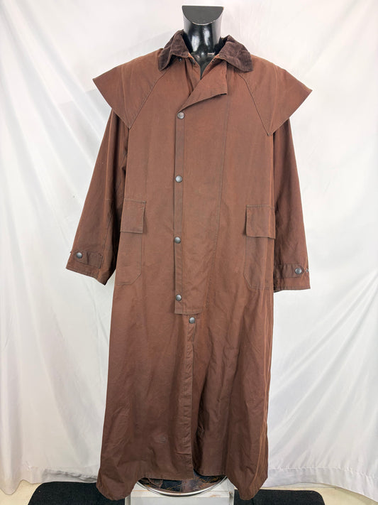 RARO Cappotto Barbour Stockman marrone Lungo Large Man Brown wax Long Coat Size Large