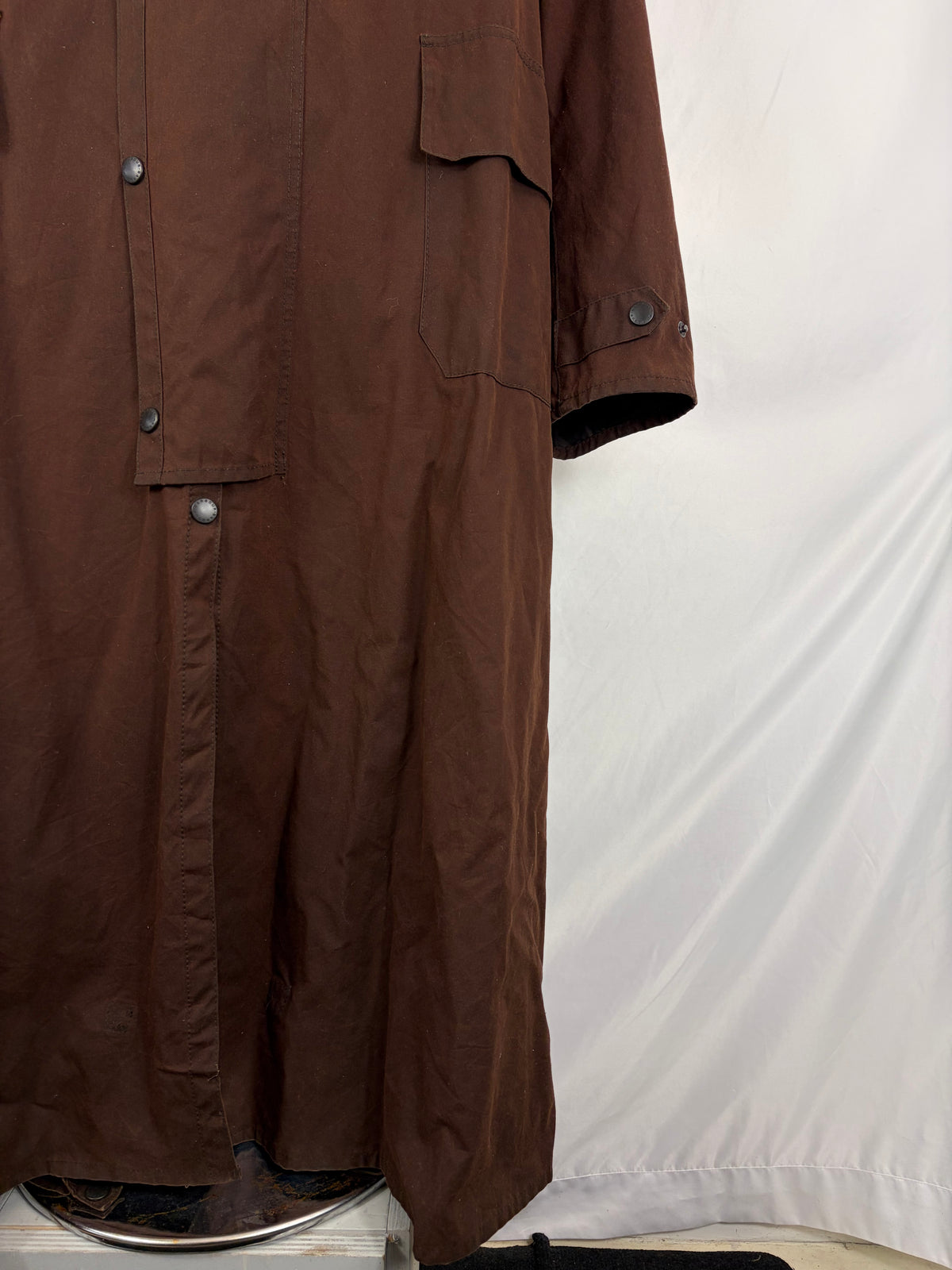 RARO Cappotto Barbour Stockman marrone Lungo Large Man Brown wax Long Coat Size Large