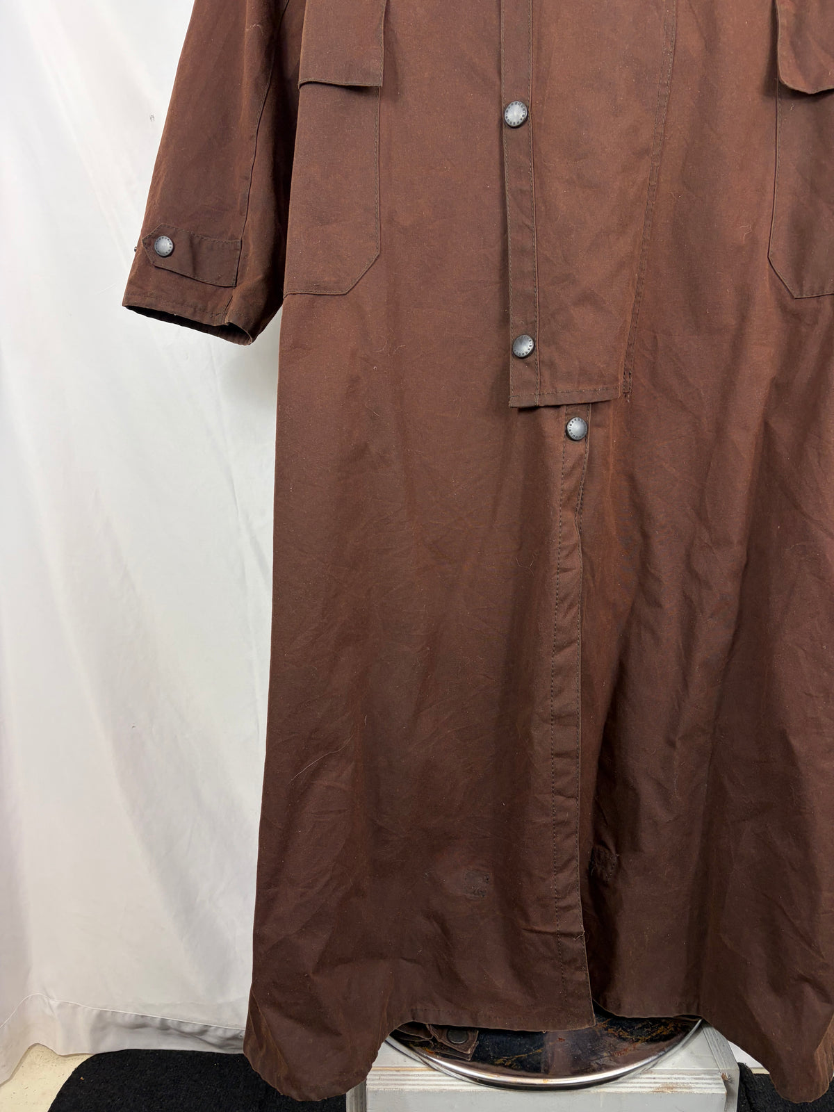 RARO Cappotto Barbour Stockman marrone Lungo Large Man Brown wax Long Coat Size Large