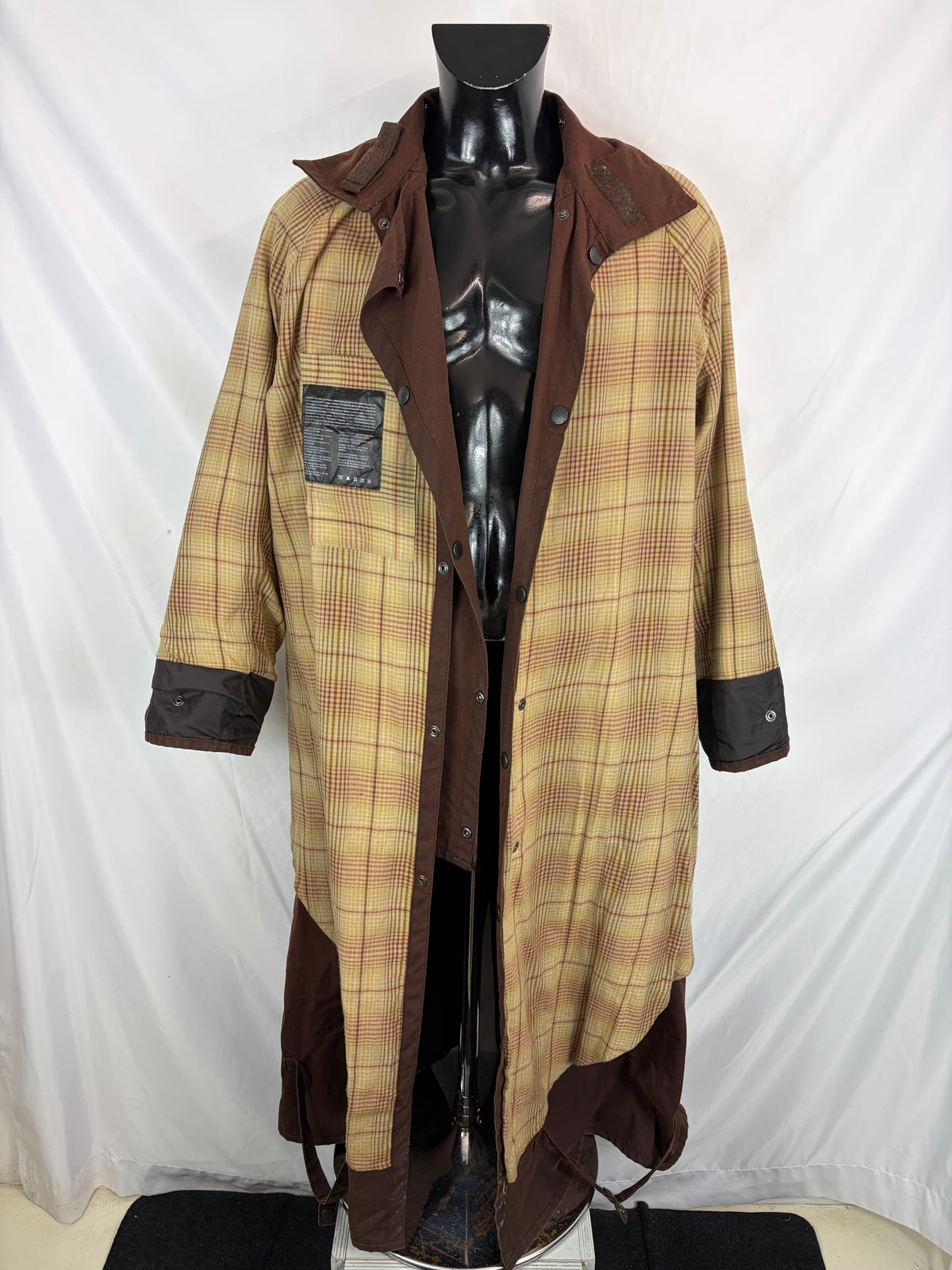 RARO Cappotto Barbour Stockman marrone Lungo Large Man Brown wax Long Coat Size Large